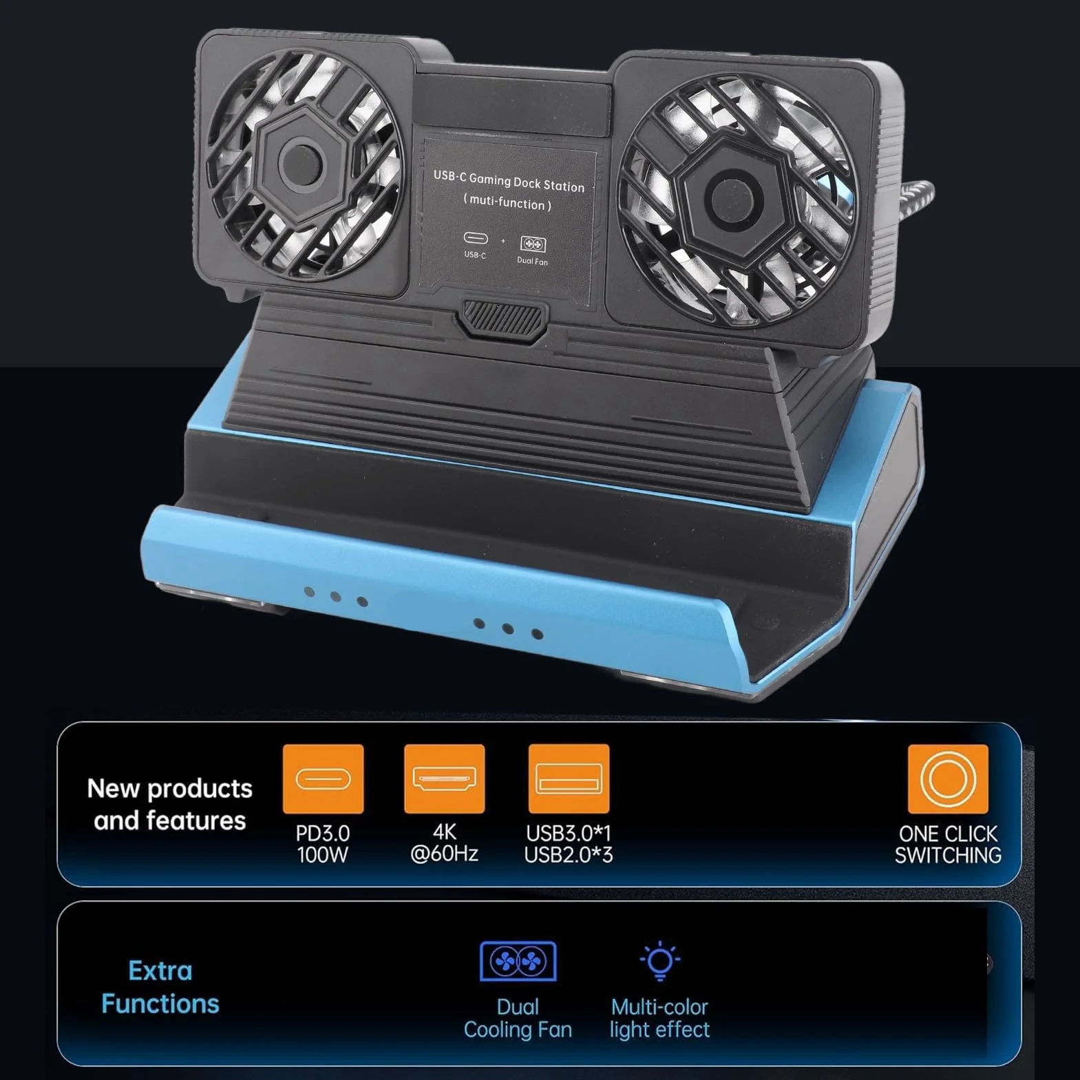 Fockety Stacja Dokująca do Steam Deck, Stacja Dokująca USB C Steam Deck 9 W 1 z HDMI 2.0 4K Przy 60 Hz, Gigabit Ethernet 1000 Mb/s, USB 3.0, Szybkie ładowanie PD 100 W do Laptopa