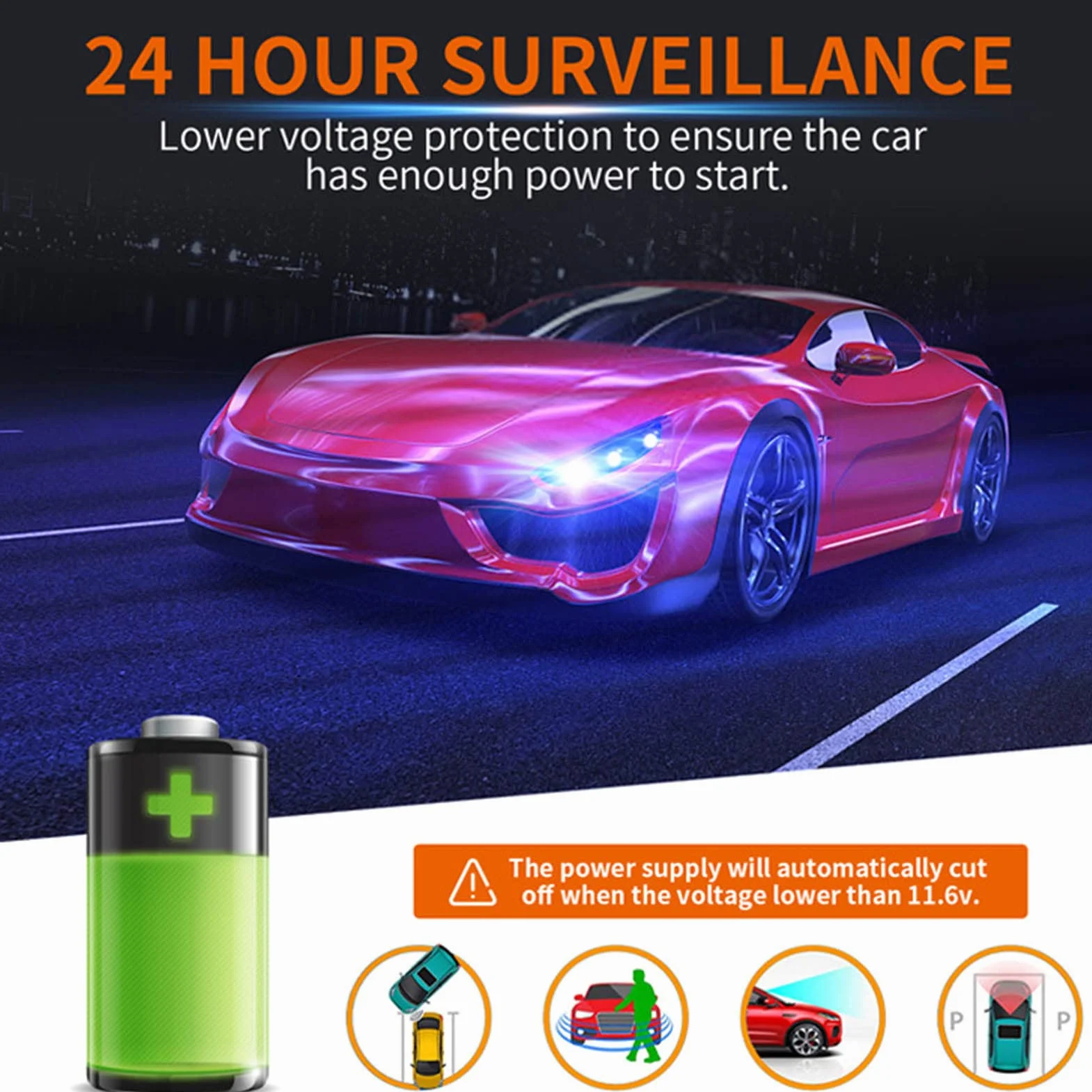 Zestaw Okablowania Kamery Samochodowej, Zestaw Okablowania Kamery Samochodowej Adapter USB 12–30 V do 5 V Zabezpieczenie Przed Niskim Napięciem Ładowarka do Kamery Samochodowej do