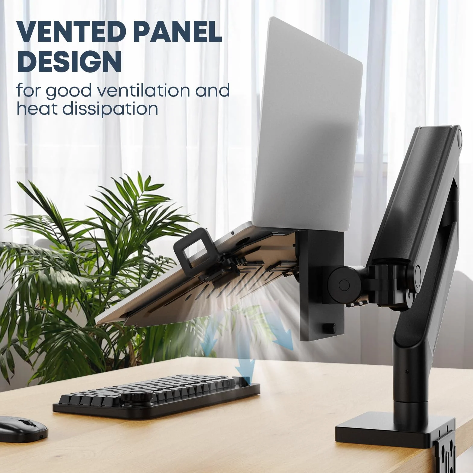 WORLDLIFT Uniwersalna taca na laptopa 12-17" do montażu VESA 75 x 75 mm 100 x 100 mm ramię monitora regulowany uchwyt wentylowany