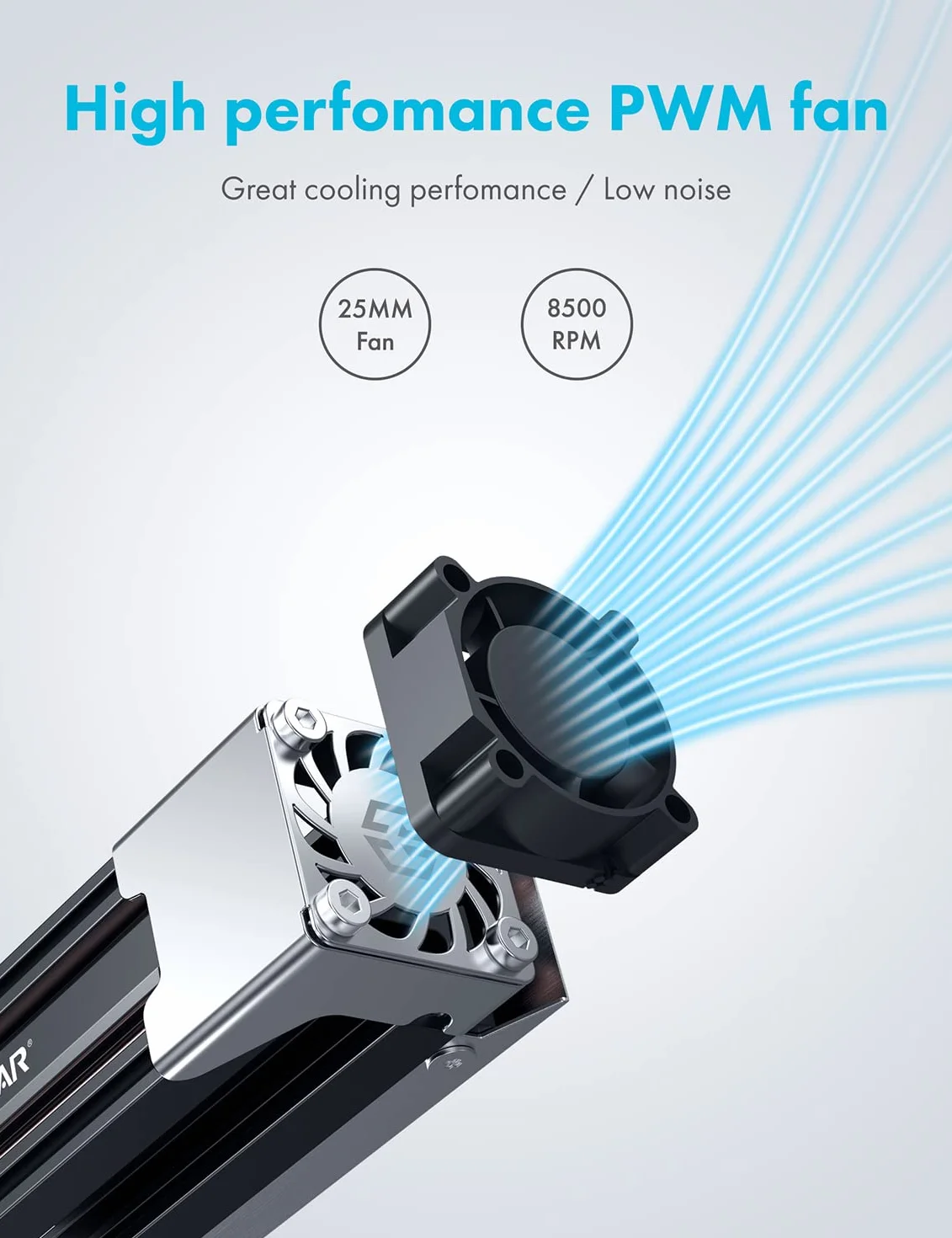 GRAUGEAR G-M2HS03-F chłodnica Heatpipe M.2 NVMe 2280 aktywny wentylator PWM 25 mm miedziana rura cieplna