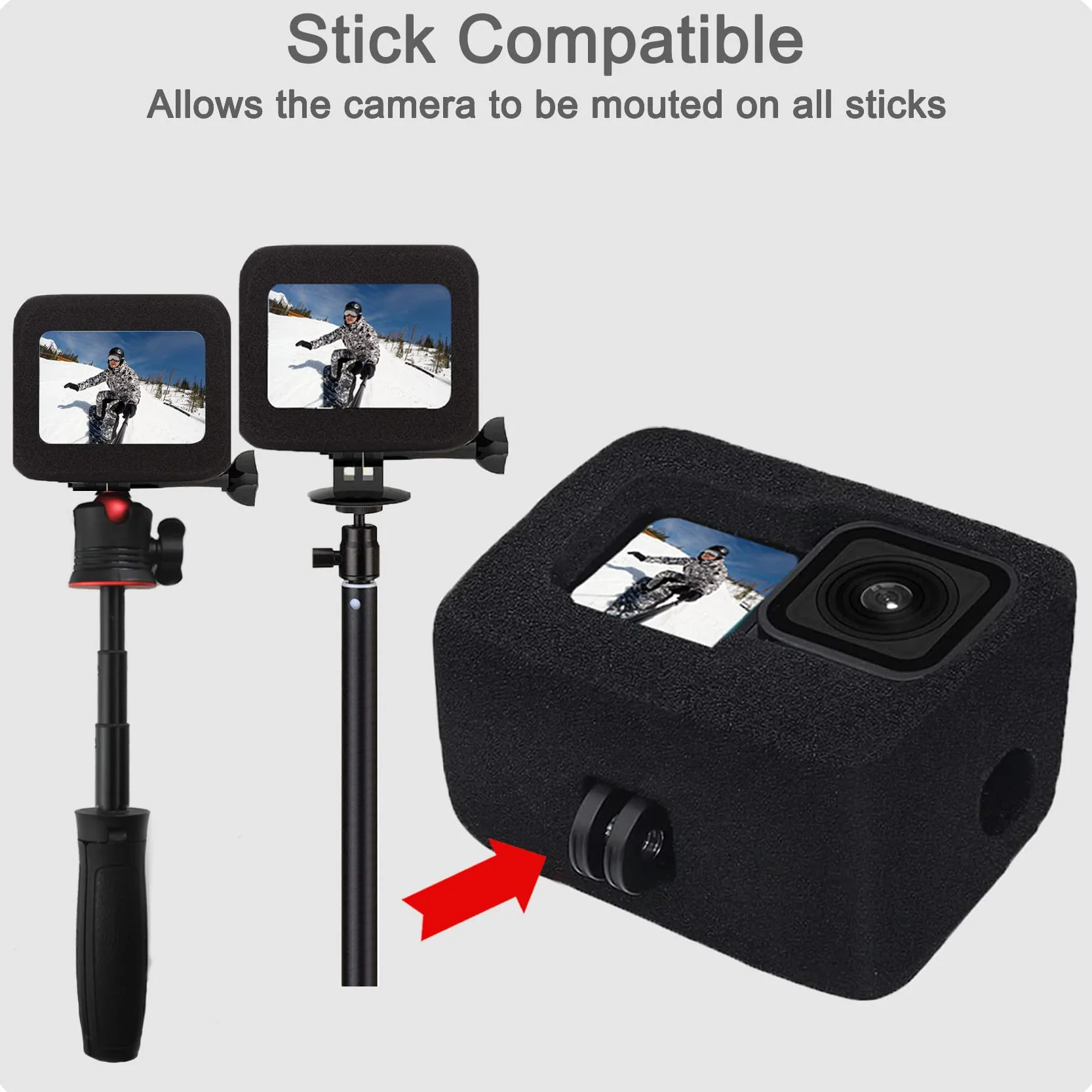 FitStill Wiatroszczelna obudowa Silent do Go Pro Hero 12 Hero 11 Hero 10 Hero 9 Black, piankowa gąbka redukująca szum wiatru Hero 12/11/10/9 Black Akcesoria do nagrywania wideo i audio