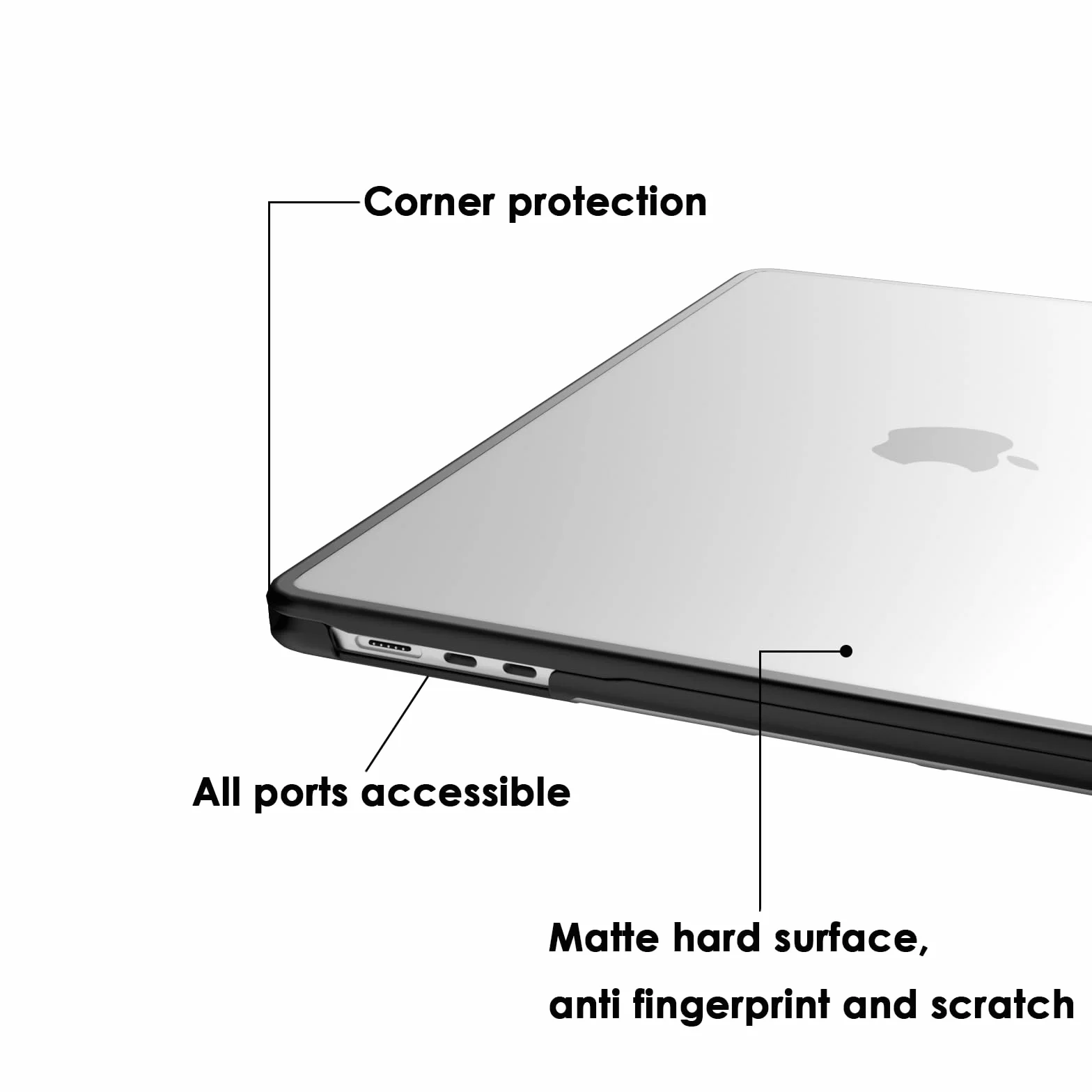 Etui do MacBook Air M3/M2 33.0 cm A3113 A2681 2024 2022 TPU PC matowa przezroczysta czarna