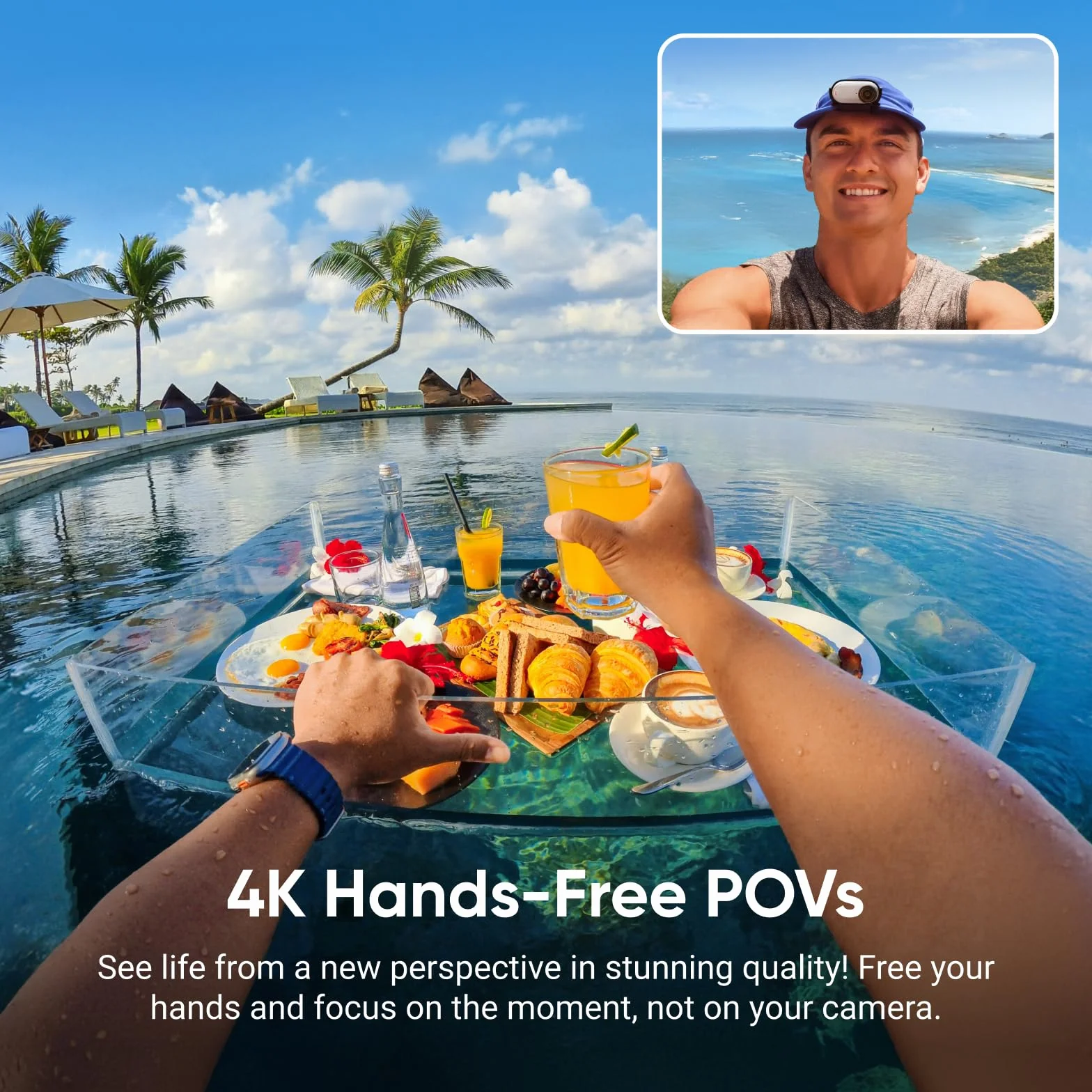 Insta360 GO 3S Cycling Multiview zestaw 128 GB biały – mała przenośna kamera do vlogowania 4K, bez użycia rąk, mocowanie w dowolnym miejscu, stabilizacja, żywotność baterii 140 min, wodoodporność 10 m