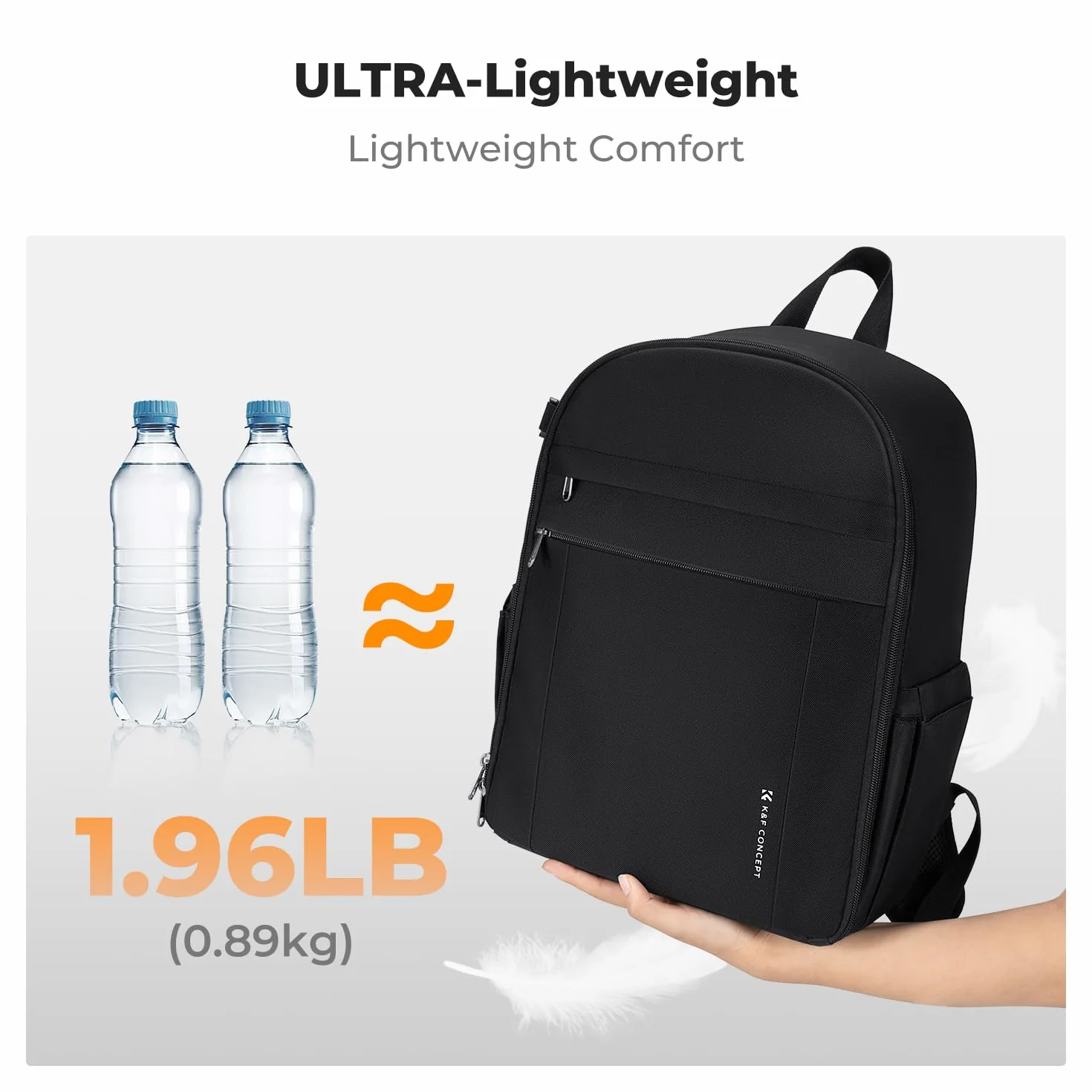 K&F CONCEPT Lekka torba na plecak na aparat, mała profesjonalna torba fotograficzna kompatybilna z aparatem Sony Canon Nikon i akcesoriami do obiektywów, z podwójnymi przednimi kieszeniami i paskiem