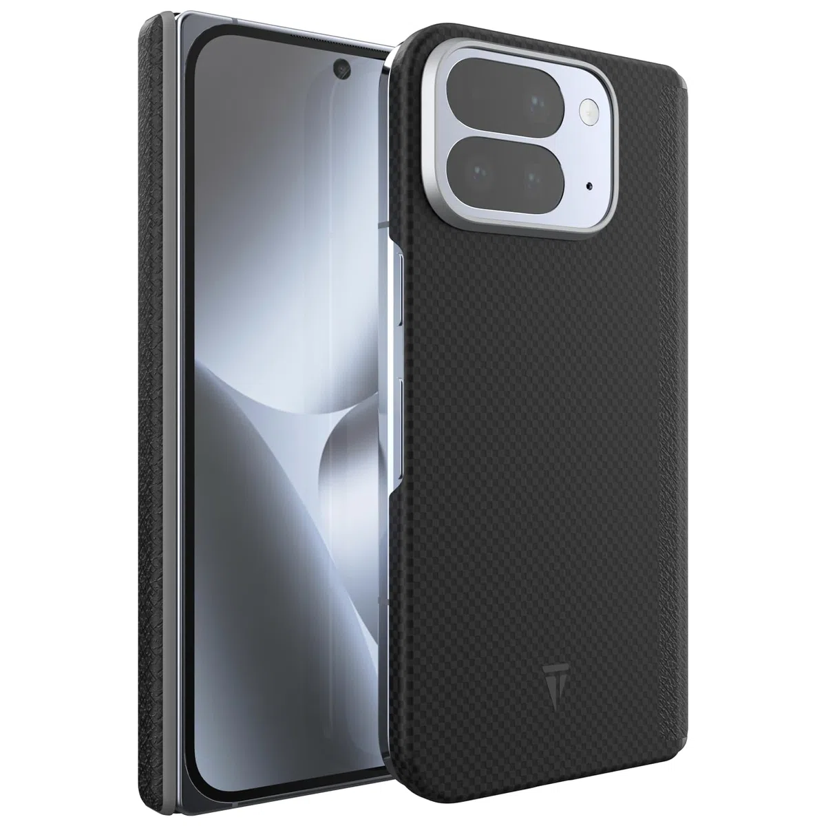 TUDIA Włókno węglowe [kompatybilne z Pixelsnap i MagSafe] do Google Pixel 10 Pro Fold Case (2025) - [włókno aramidowe] ultracienkie, lekkie, ochronne etui ochronne z ochroną zawiasów (matowa czerń)