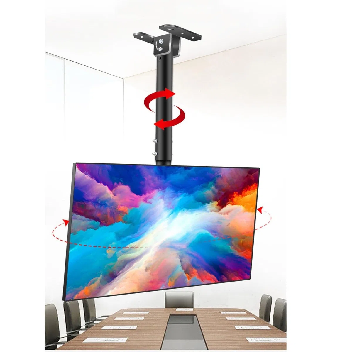 Uchwyt na telewizor Mounthang Smart TV Regulowany uchwyt sufitowy do telewizora Pochylenie i obrotowy stojak na telewizor pasuje do telewizorów 39-85 cali maks. 600 x 400 mm z obciążeniem 80 kg, jeden