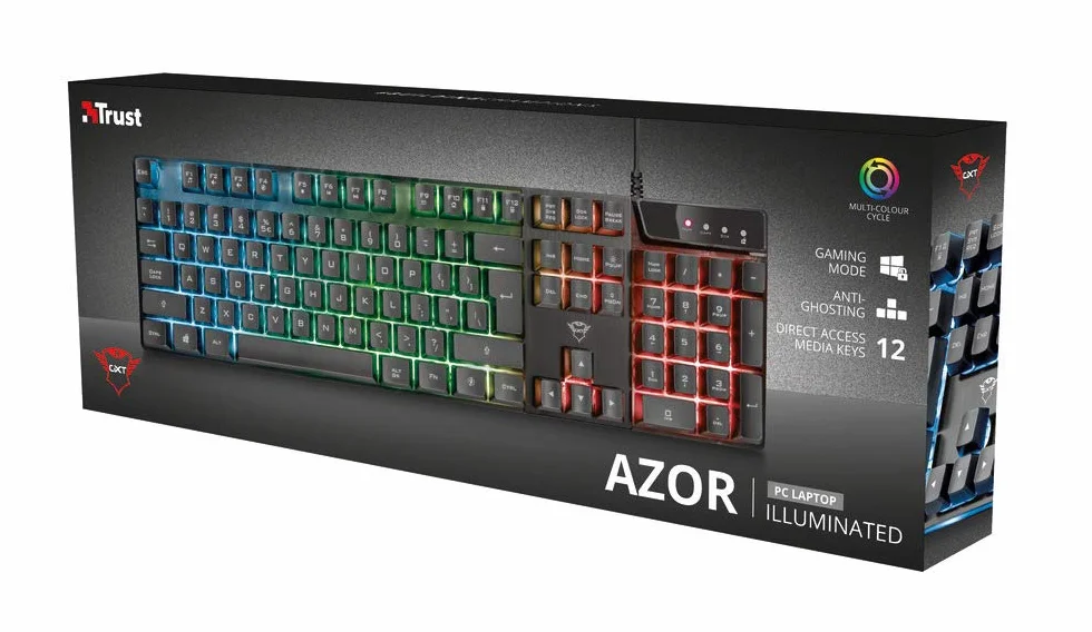 Trust Gaming GXT 835 Azor Klawiatura do gier USB RGB LED podświetlana Anti-ghosting Czarny