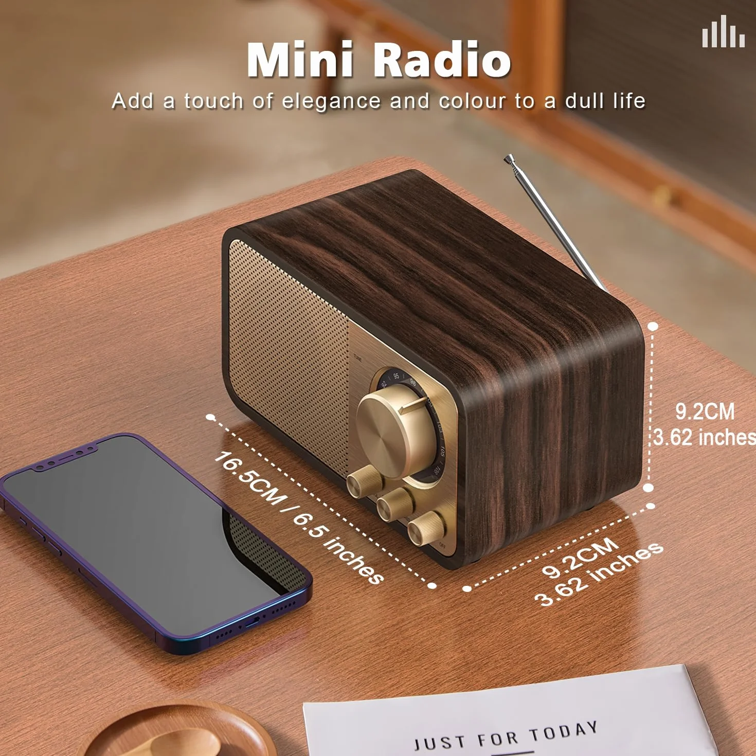 Radio Retro Nostalgiczne z Bluetooth 2000 mAh Głośnik Basowy 5W AUX USB