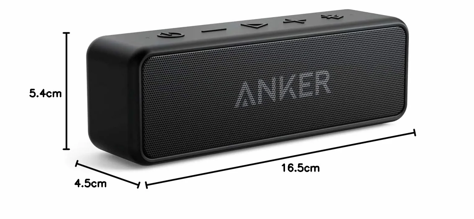 SoundCore 2 Anker głośnik Bluetooth, ogromny z dwoma przetwornikami basowymi, akumulator 24 h, ulepszona ochrona przed wodą IPX7, bezprzewodowy, do iPhone'a, Galaxy itd. (Czarny)