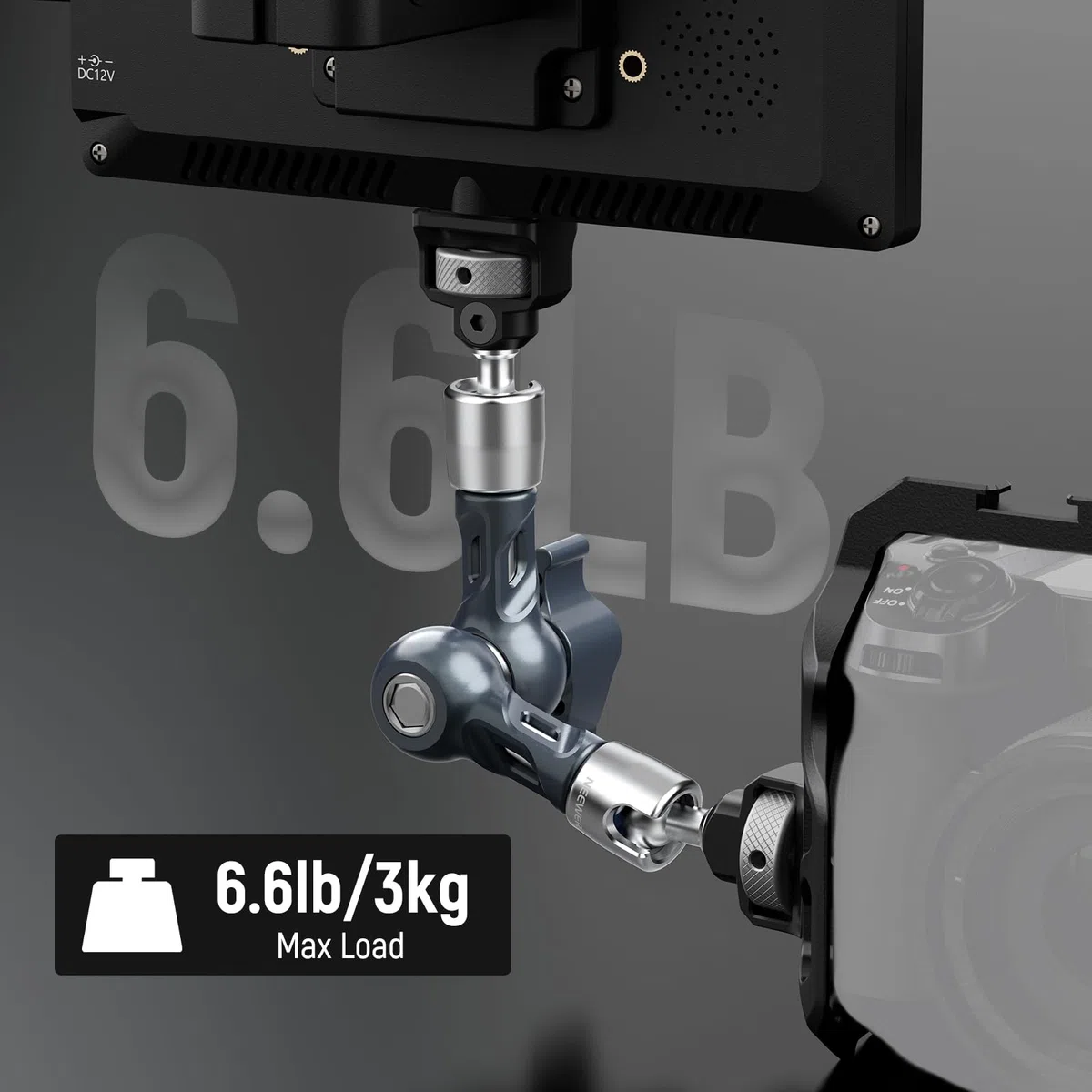 NEEWER Magiczne ramię przegubowe, mocowanie monitora kamery z głowicami kulowymi, śruby 1/10.2 cm, do lustrzanki cyfrowej, kamery fotograficznej, lampa wideo, kompatybilna z SmallRig Cage Rig