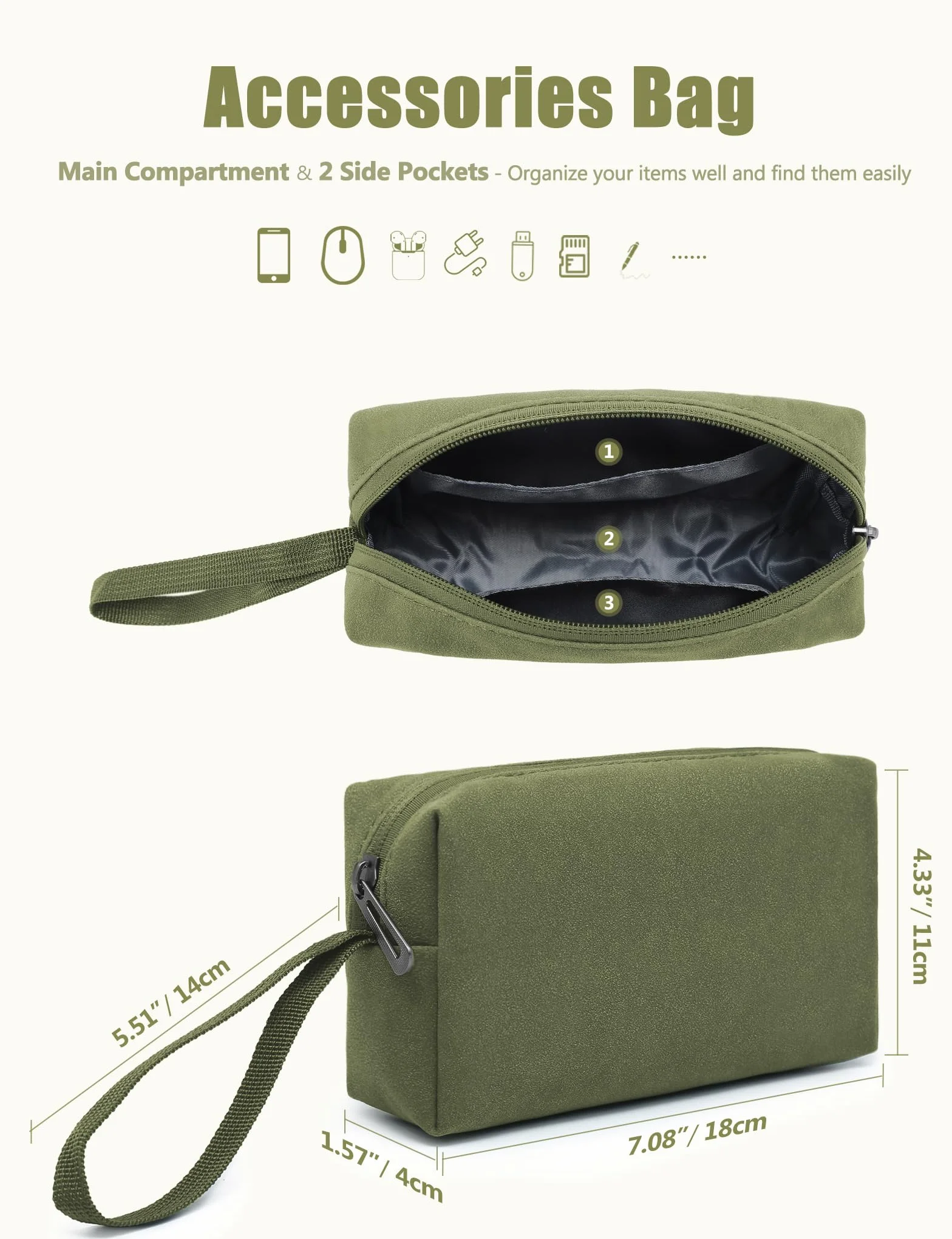 HYZUO 13 Cali Etui na Laptop z Regulowanym Stelażem do MacBook Air 13 M5 A3449, MacBook Pro 13, Surface Pro, XPS 13, Oliwkowa Zieleń