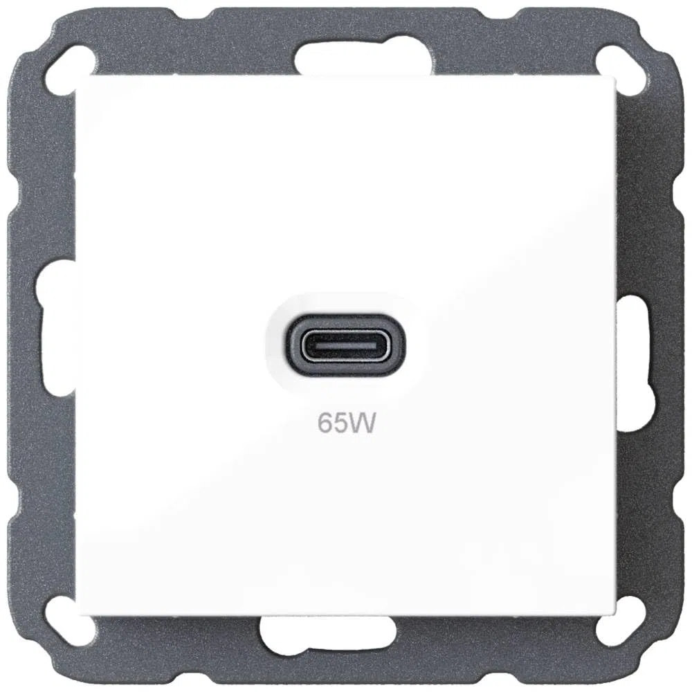 Podtynkowa stacja ładująca USB, USB-C 65 W, biała lub