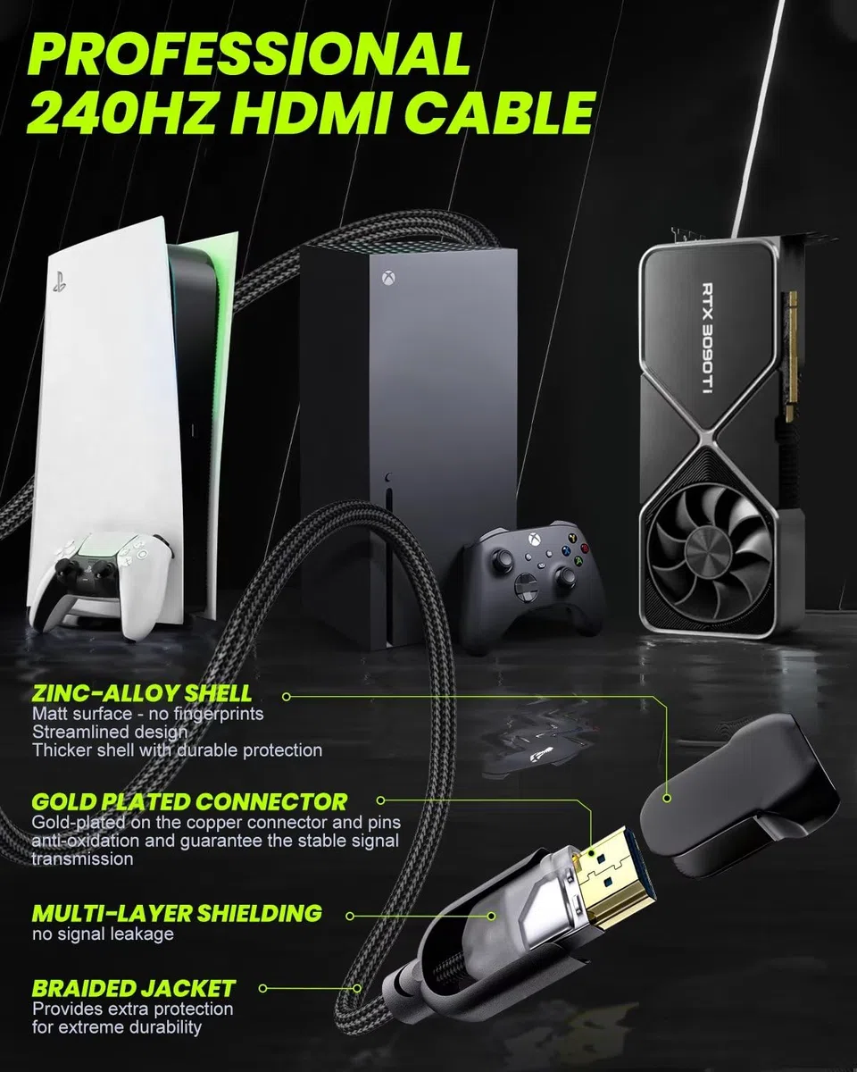 Kabel HDMI 2.1, 4,6 m, 48 Gb/s, kabel HDMI o ultra wysokiej prędkości, 4K HD 120 Hz 144 Hz, 2K, 240 Hz, kabel HDMI, eARC HDCP 2.2 i 2.3 HDR 10+, Dolby, kompatybilny z PS5/Xbox Series x/Apple