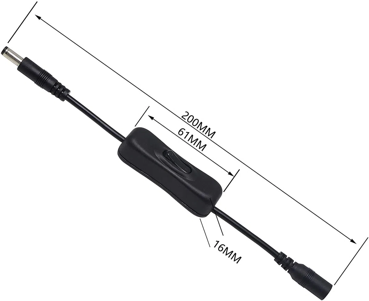 20 cm DC 5,5 mm x 2,5 mm męski do żeńskiego włącznika/wyłączania kabel do kamery bezpieczeństwa LED CCTV (4-opakowaniowe)