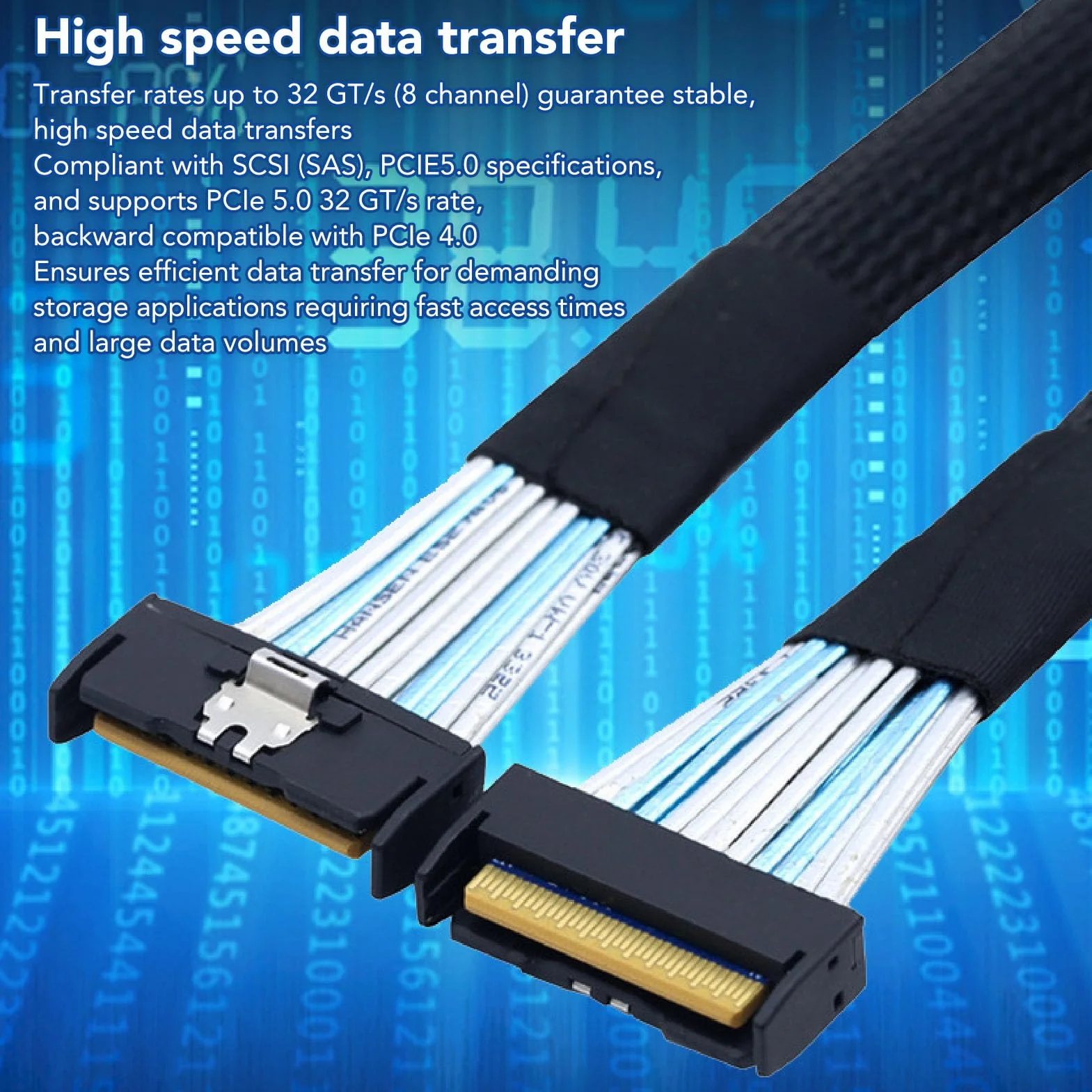 Kabel MCIO 8i do MCIO 8i, Profesjonalny Kabel PCIe 5.0 74Pin, High Speed ​​32 GT S, Danych, sieć, Telekomunikacja, SAS, PCIe, Ethernet, Kabel MCIO X8 do MCIO X8 do Serwerów,