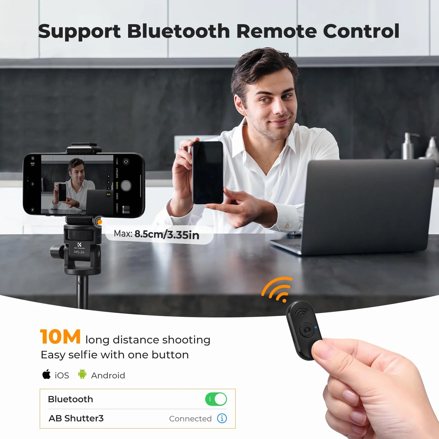K&F CONCEPT Statyw do smartfonów i aparatów Selfie Stick 175cm MS24 z pilotem Bluetooth