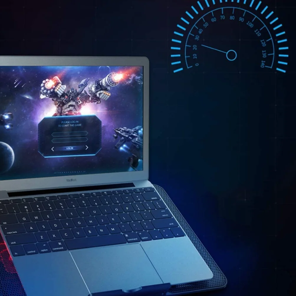 Ergonomiczny stojak chłodzący do laptopa, podkładka chłodząca do laptopa, podkładka chłodząca do notebooka z 2 wentylatorami przy 1400 obr./min, mata chłodząca do laptopa, gamingowa, 2 USB, podkładka