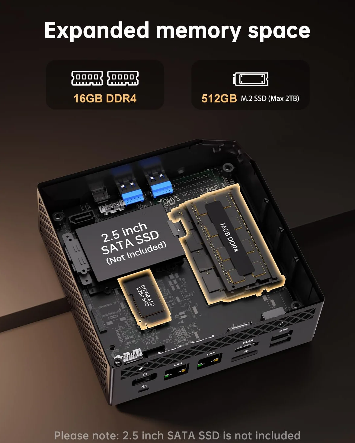 NiPoGi AM06 PRO Mini PC, АMD Ryzen 7 5800U (8C/16T, do 4,4 GHz), 16 GB DDR4 512 GB SSD Mini Desktop Computer WiFi 6, BT 5.2, Dual-LAN, DP/HDMI 2.0/Type-C 4K UHD Triple Display do gier/biura.