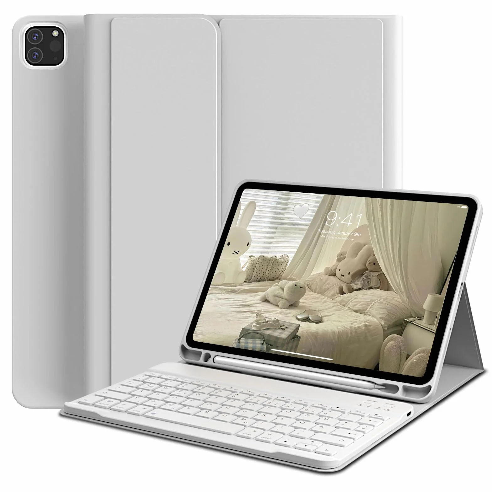 Etui z klawiaturą do iPad Pro 11 4./3./2. generacji 2022/2021/2020, Bluetooth, QWERTZ, szare