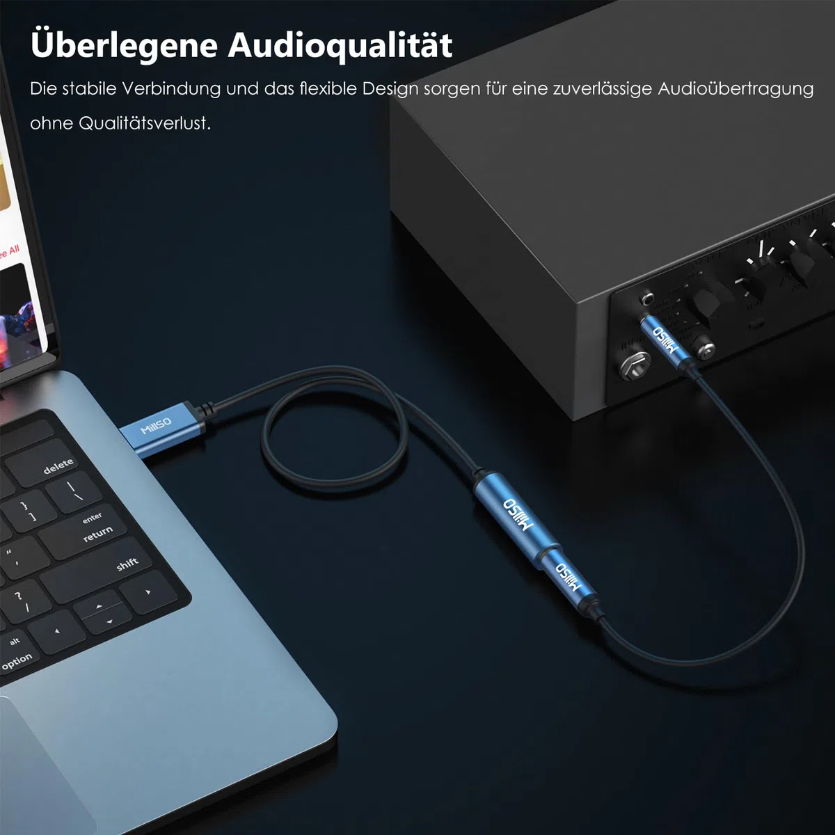 MillSO USB na 6,35 mm zestaw słuchawkowy adapter USB A wtyczka do gniazda 6,35 mm słuchawki adapter zewnętrzna karta dźwiękowa