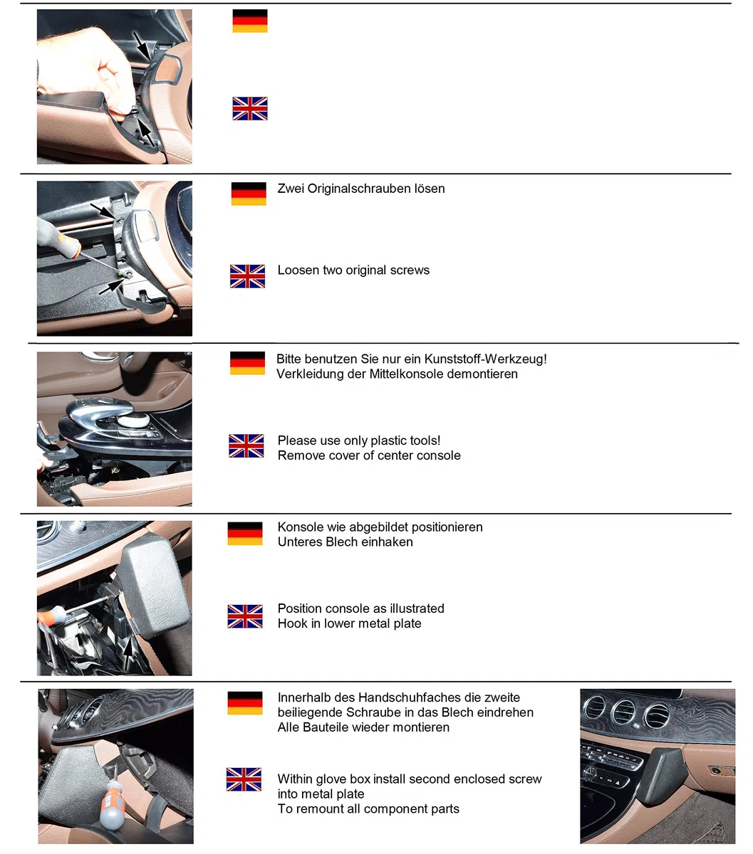 KUDA 2355 Uchwyt sztuczna skóra czarny do Mercedes klasy E (W213 / S213) od 04/2016