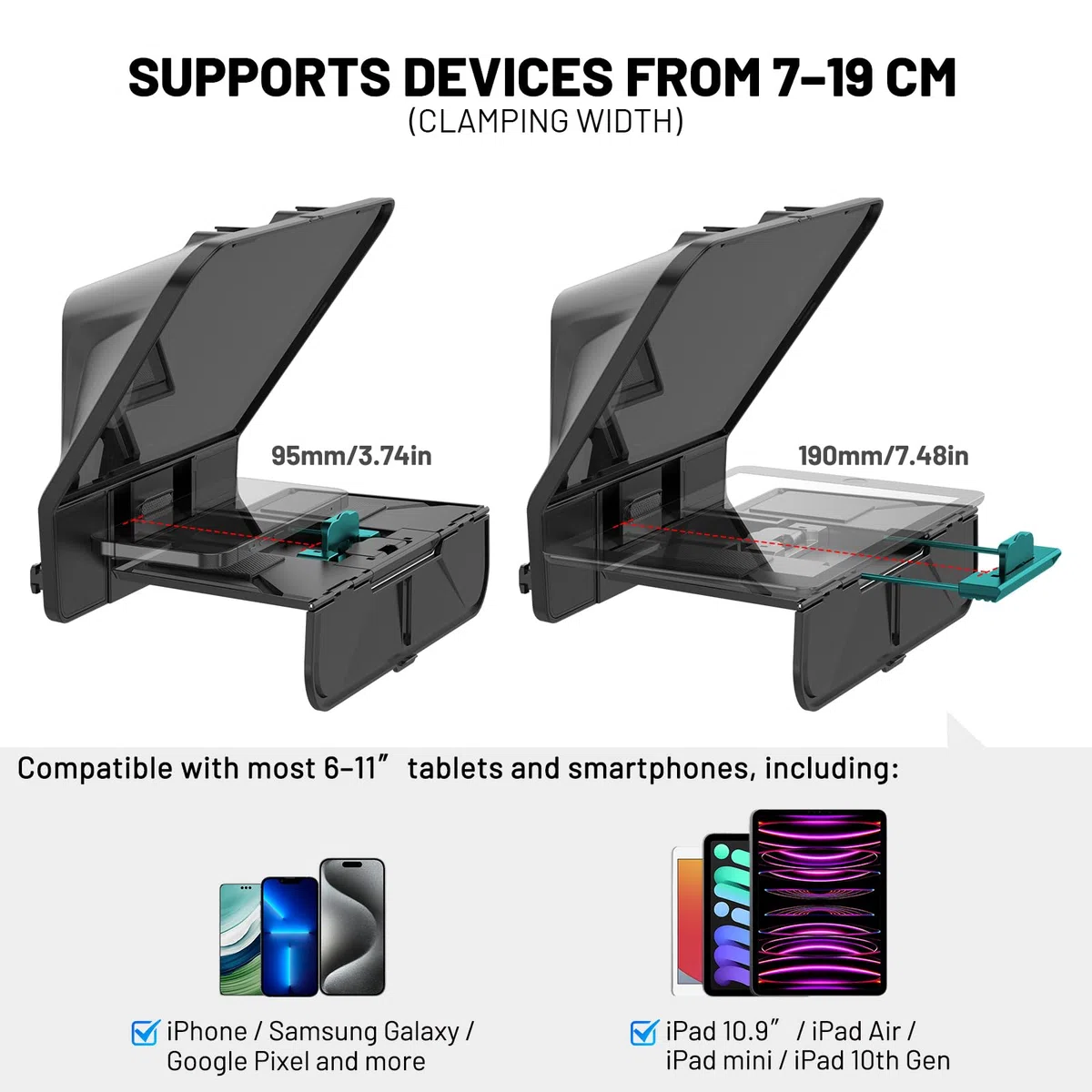Desview T5 Teleprompter do smartfonów, tabletów, kamer DSLR z pilotem zdalnego sterowania Bluetooth i aplikacją, do 11 cali, kompatybilny z iPhone, Android, kamerą, transmisją na żywo, nagrywaniem