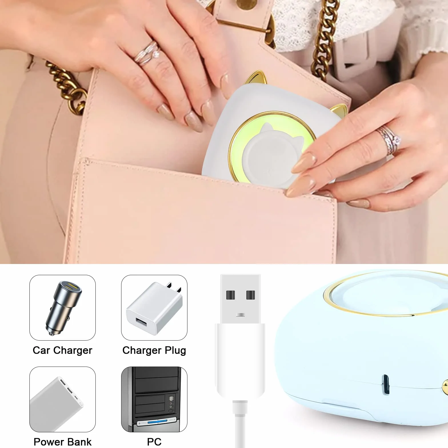 GuKKK Mini drukarka, mobilna drukarka fotograficzna, przenośna, mini drukarka fotograficzna z siedmioma kolorami LED, bezprzewodowa drukarka fotograficzna, drukarka termiczna do smartfonów, drukarka