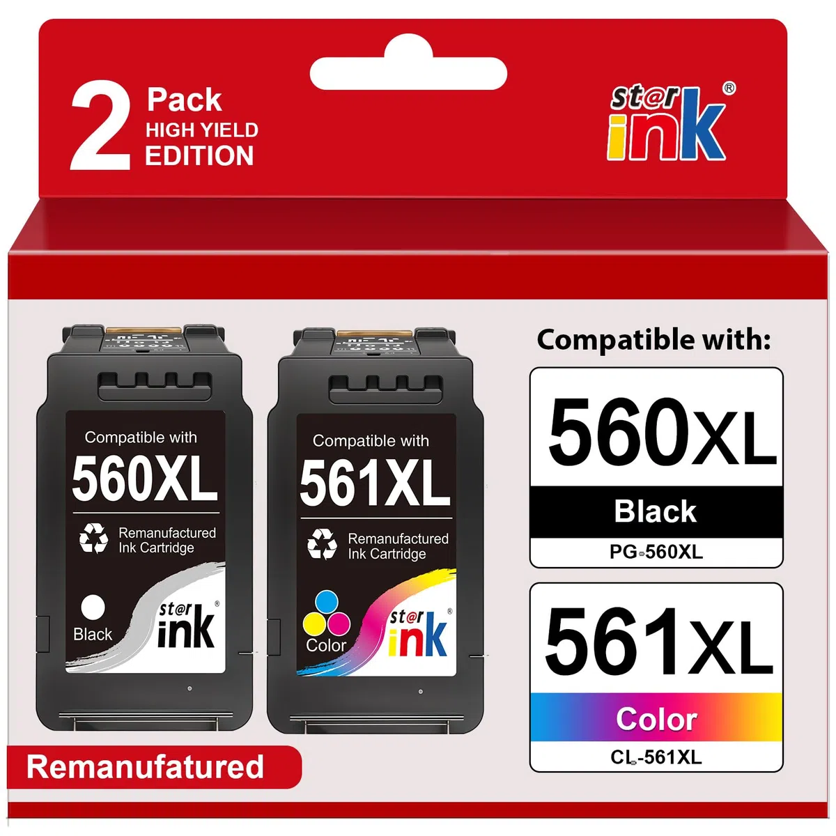 Starink PG-560/CL-561 XL wkłady do drukarek Canon 560 561 XL Multipack (1 czarny, 1 kolor) do Pixma TS5350, TS5351, TS5352, TS5353, TS7450, TS7451, TS5350i, TS5350a, TS7450a, TS7450i, TS5350a, TS7450a