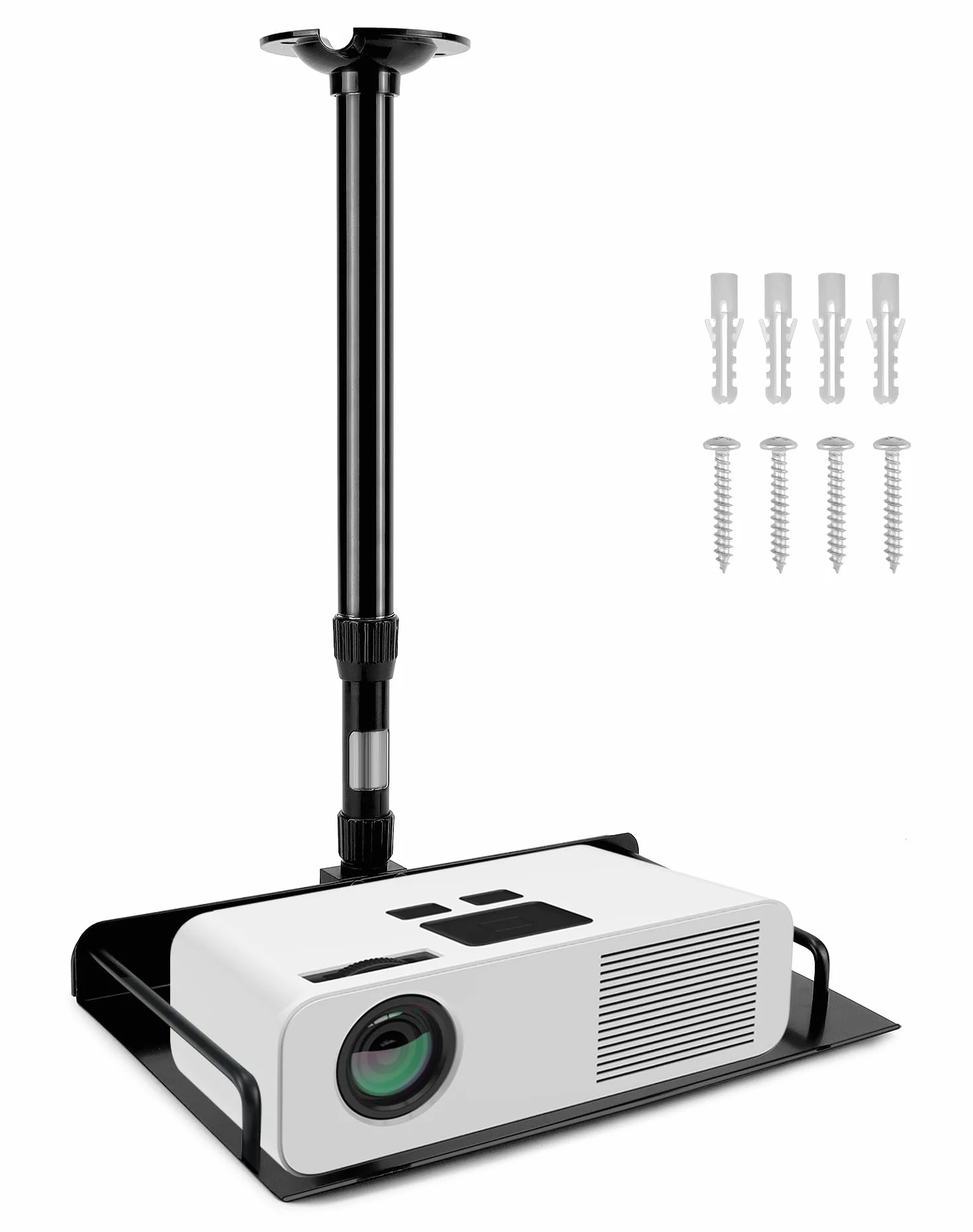 QWORK Uchwyt sufitowy do projektora z prowadnicą kabla 38-60 cm 3 kg