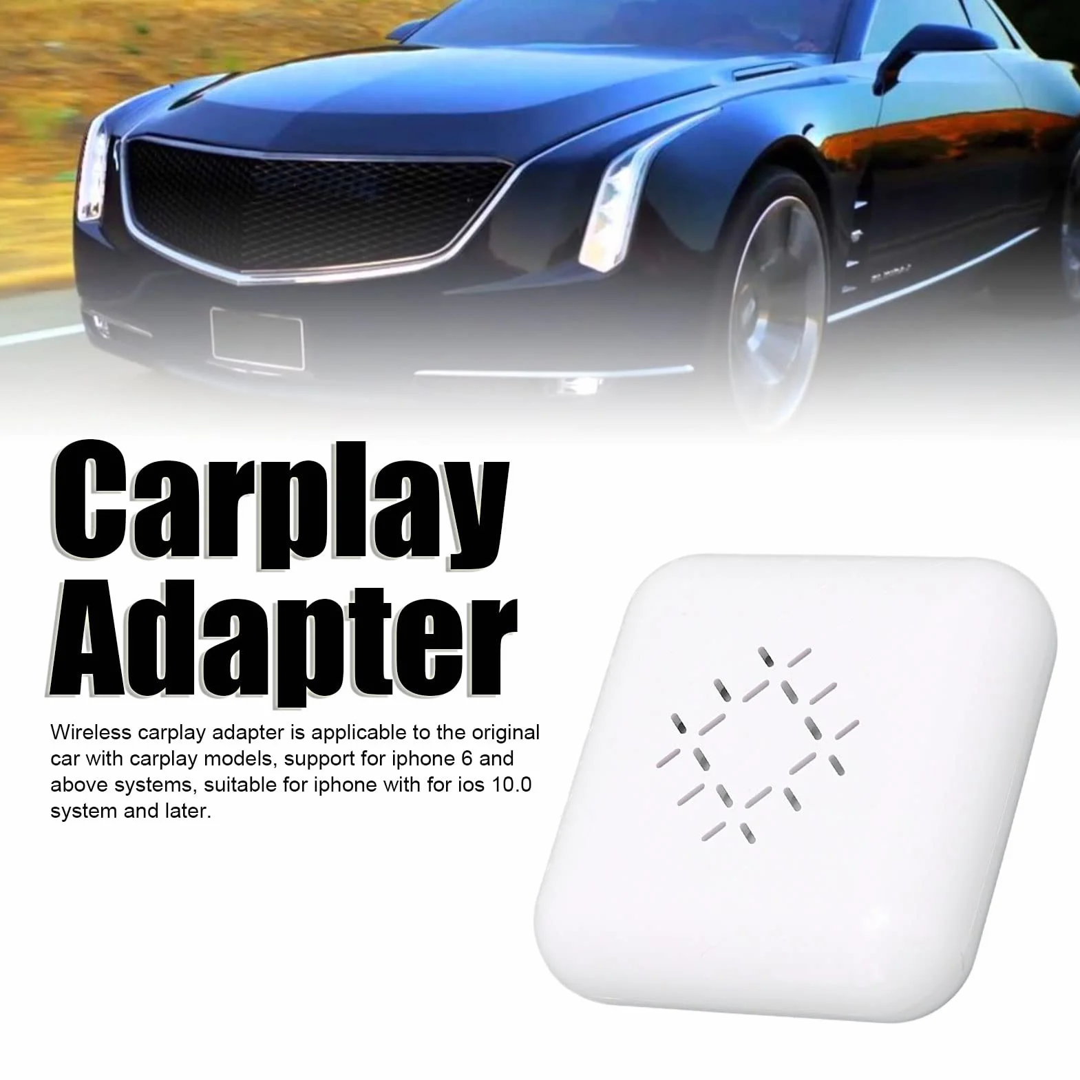 Bezprzewodowy Adapter CarPlay Automatyczne łączenie Najszybsza Prędkość 2022 Najnowszy Bezprzewodowy Adapter CarPlay do Samochodów z Fabrycznym Przewodowym CarPlay dla Ios 10.0 i(Biały)