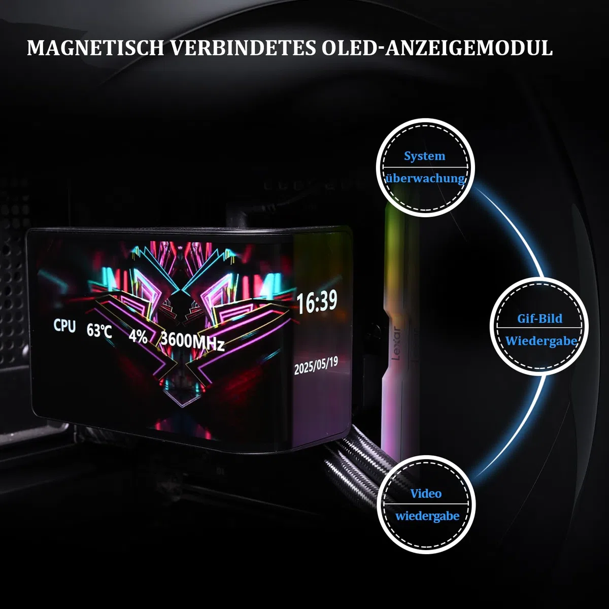 Thermalright TR Wonder Vision 360 UB ARGB czarny procesor chłodzący wodę, 6,67 cala, magnetyczny zakrzywiony ekran o rozdzielczości 2400 x 1080, ekran AMOLED, płynny procesor chłodzący do AM4/AM5