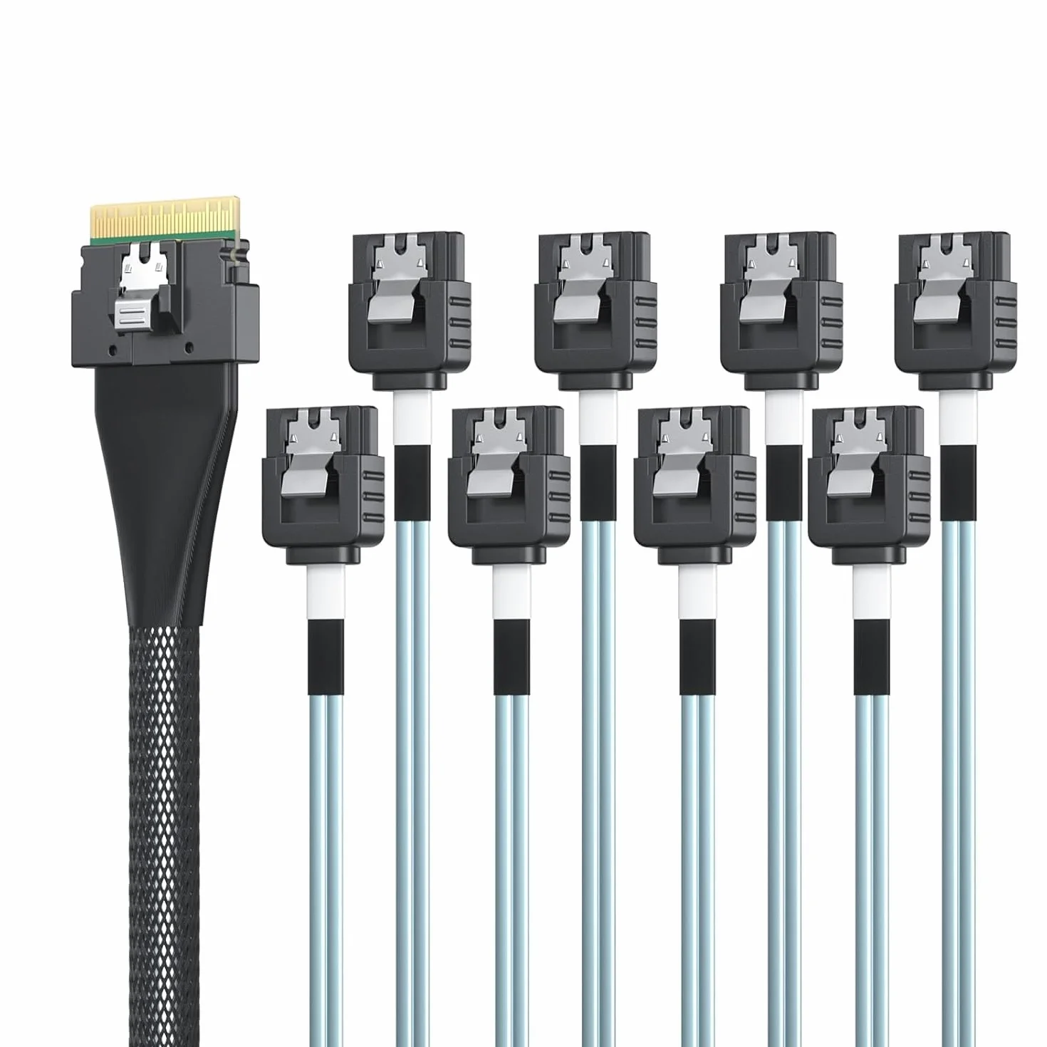 ipolex SFF-8654 SlimSAS 8i do 8xSATA, hosta SAS3.0/RAID do docelowego SATA HD, odpowiedni dla serwerów, dysków twardych, komputerów i hostów, 100 omów, 1 metr (3,3 stopy)