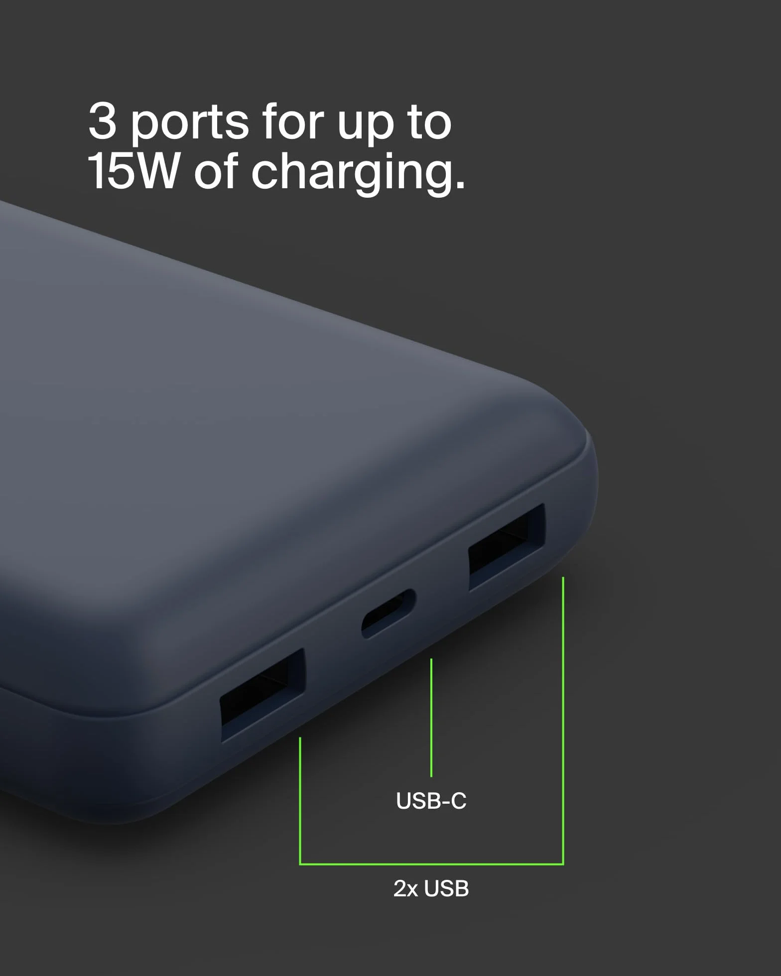 Belkin BPB012, Przenośna ładowarka USB C 20 000 mAh, powerbank 20K z wejściem/wyjściem USB typu C i 2 portami USB A, w zestawie kabel USB C na A, do iPhone'a, Galaxy i innych urządzeń, Niebieska