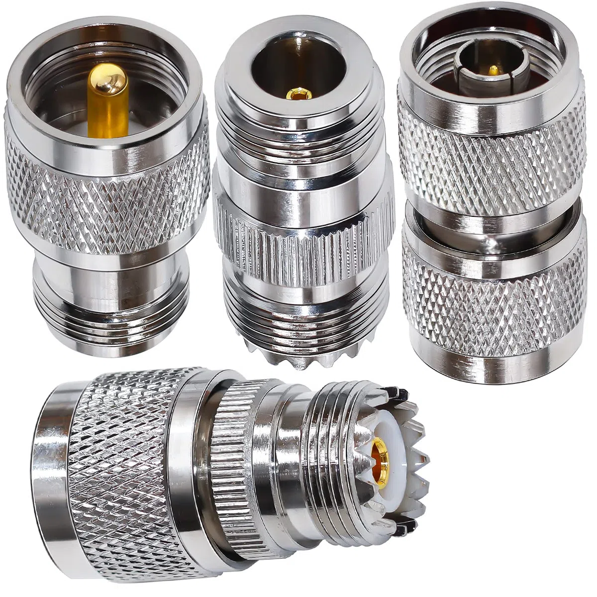 TUOLNK Zestaw typów 4 UHF do typu N Adapter koncentryczny RF Zestaw złączy koncentrycznych UHF do N Złącze typu jack dla kabla koncentrycznego / telekomunikacyjnego Adapter UHF męski / żeński na N męski / żeński