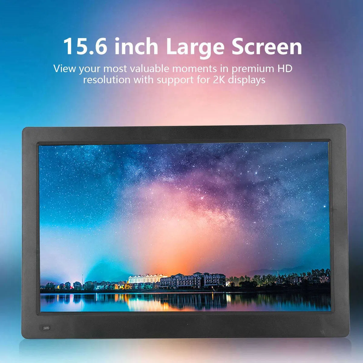 Elektroniczny Album Fotograficzny IPS, Pokaz Slajdów Inteligentna Cyfrowa Ramka na Zdjęcia Muzyka w Tle Plug and Play 15,6 Cala na Przyjęcia Weselne do Reklam (Wtyczka UE)