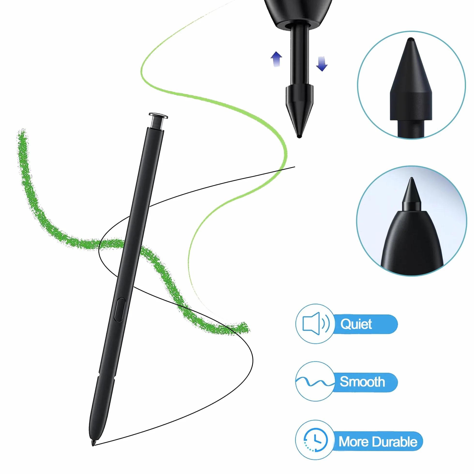 Oryginalne miękkie końcówki do Samsung S Pen Galaxy Tab S6 Lite, S10, S9, S8, S7 FE, czarne