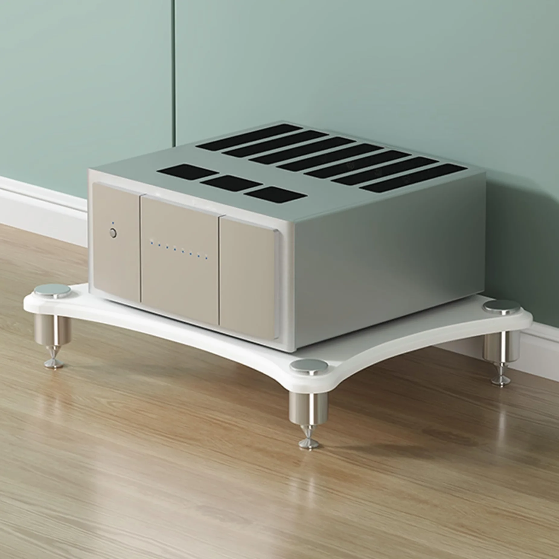 Stojak Ste CabinetStand 1, 2, 3 i 4 poziomy, stojak do gier AV, stojak O-Video, Nizer AV uchwyt na konsolę do gier, stojak na wieżę, stojak na gramofon Stoma (biały, 60