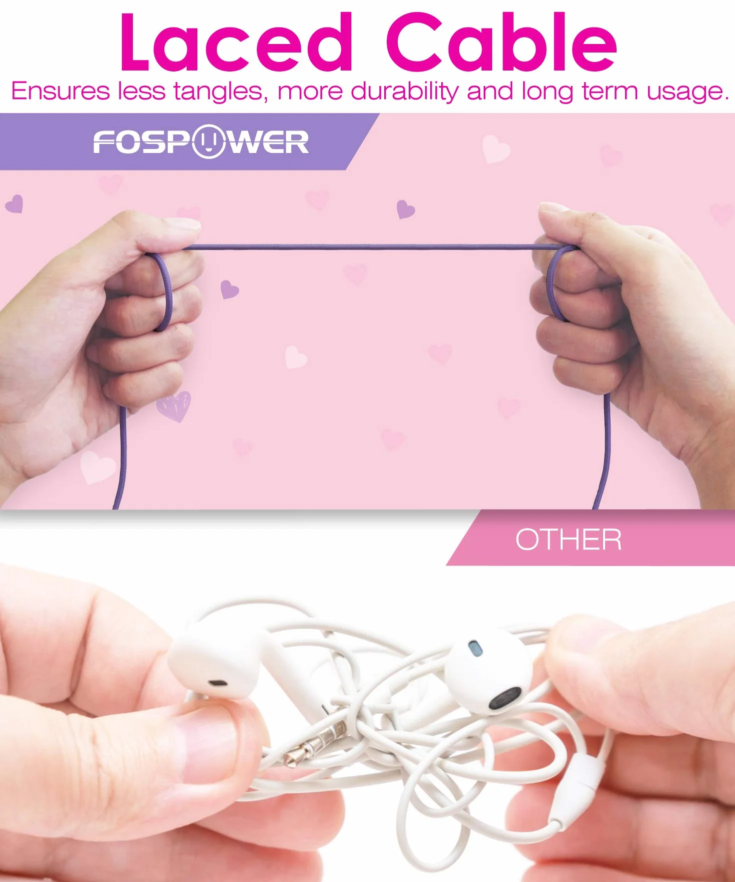 FosPower Słuchawki dla Dzieci LED Uszy Kota, Ograniczenie Głośności 85dB, Przewodowe 3,5mm, Róż/Fiolet