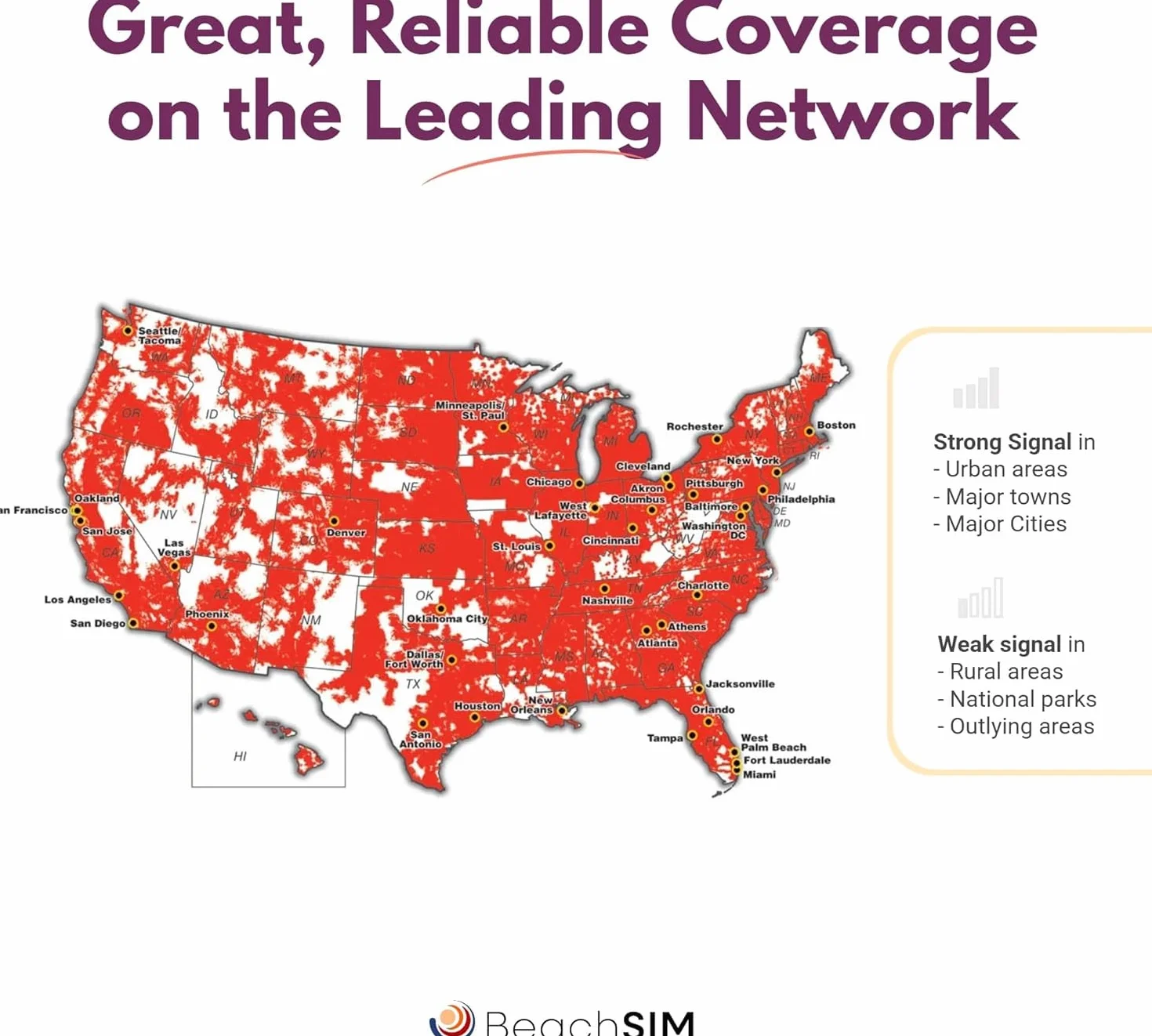 Karta SIM USA na 30 dni. 5GB danych przy prędkościach 4G/5G. Karta SIM tylko do transmisji danych. Szybka aktywacja. Łatwe doładowanie. Działa na urządzeniach z systemem iOS i Android.