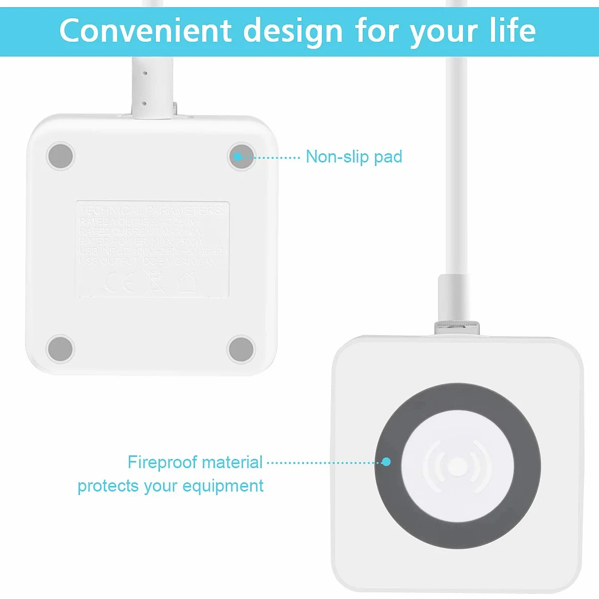 Socket Cube, BEVA Cube Kostka z 2 gniazdami +2 USB C+1 USB-A, z funkcją ładowania bezprzewodowego, ładowarka do telefonu komórkowego, w podróży, gospodarstwie domowym i biurze, biała