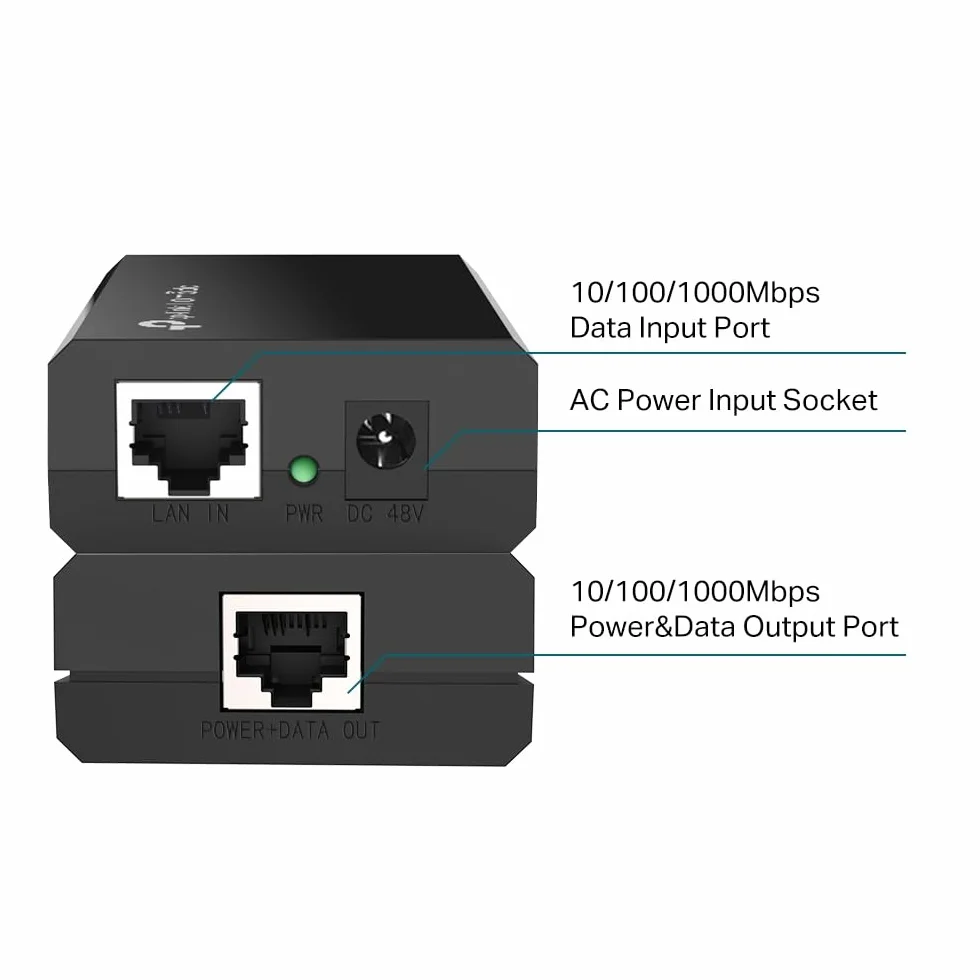 TP-Link TL-POE150S | Injector PoE zgodny z IEEE 802.3af | Do 15,4 W | Port Fast Ethernet | Plug & Play