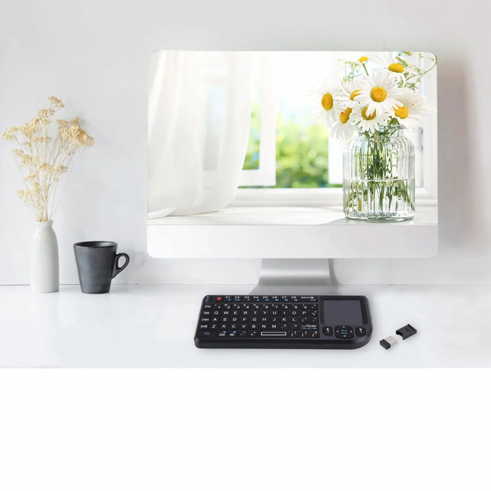 Mini Bezprzewodowa Klawiatura Bezprzewodowa i Myszy Touchpad Myszy, Ultra Cienki Klawiatura USB dla dla 360