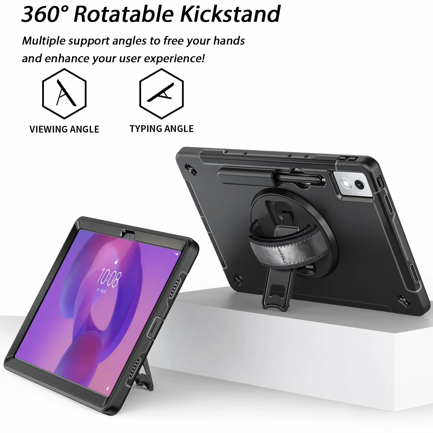 Junfire Wytrzymałe etui do Lenovo Idea Tab Pro 12,7 cala 2025, odporne na uderzenia, obrotowy stojak