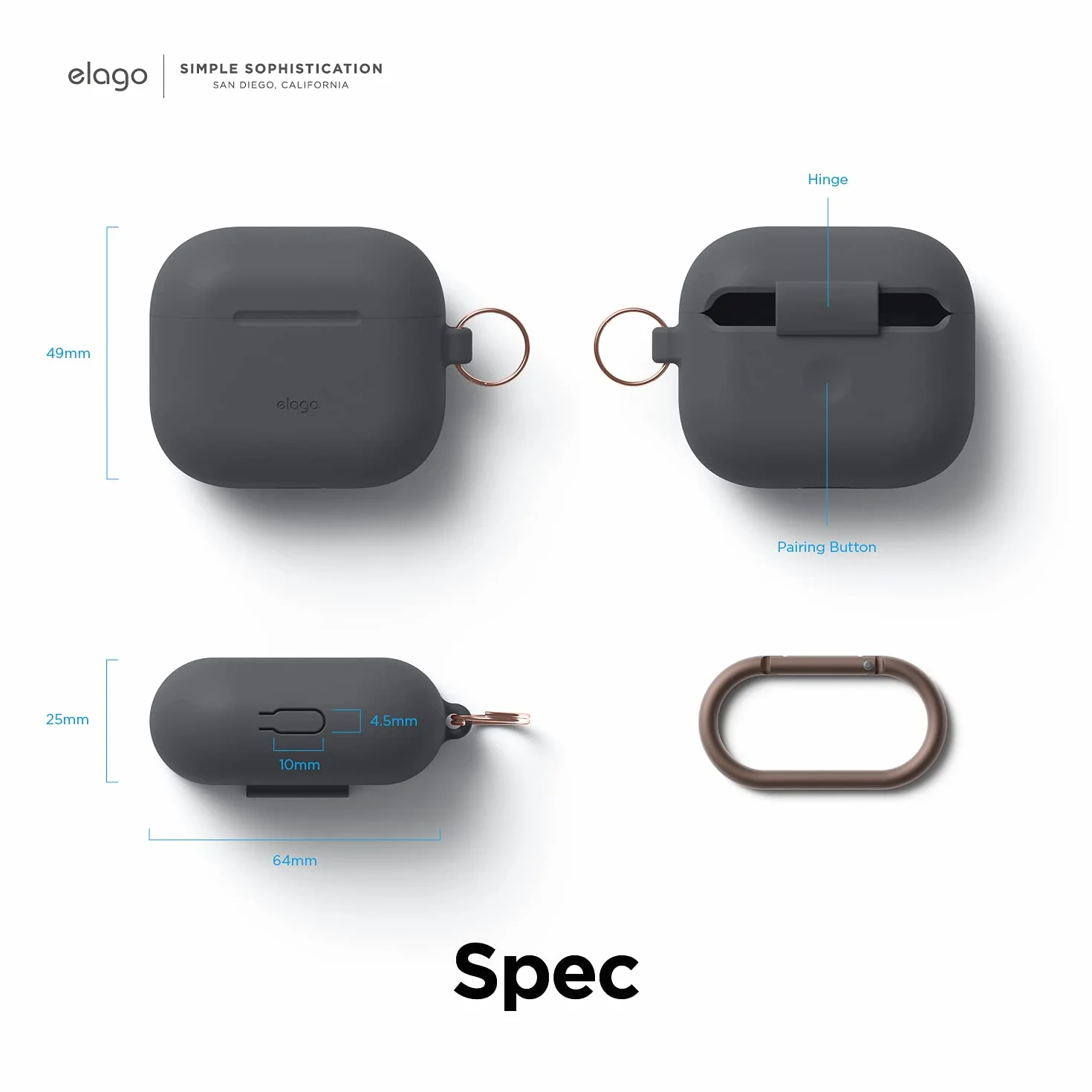 Elago Airpods 3 Etui do zawieszenia - ciemnoszare