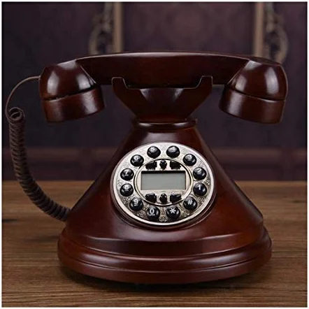 Telefon stacjonarny z litego drewna retro Zabytkowy aparat telefoniczny Europejskie biuro Stały telefon domowy Amerykański