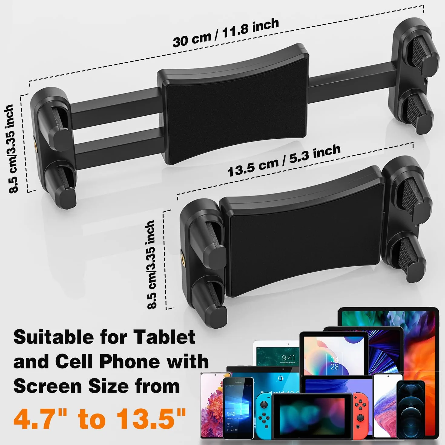 Uchwyt mikrofonowy do tabletu, uchwyt na tablet, stojak mikrofonowy, regulowany, obracany o 360°, kompatybilny z iPadem, iPad Pro, iPad Air, iPhone, smartfonami i tabletami o przekątnej ekranu