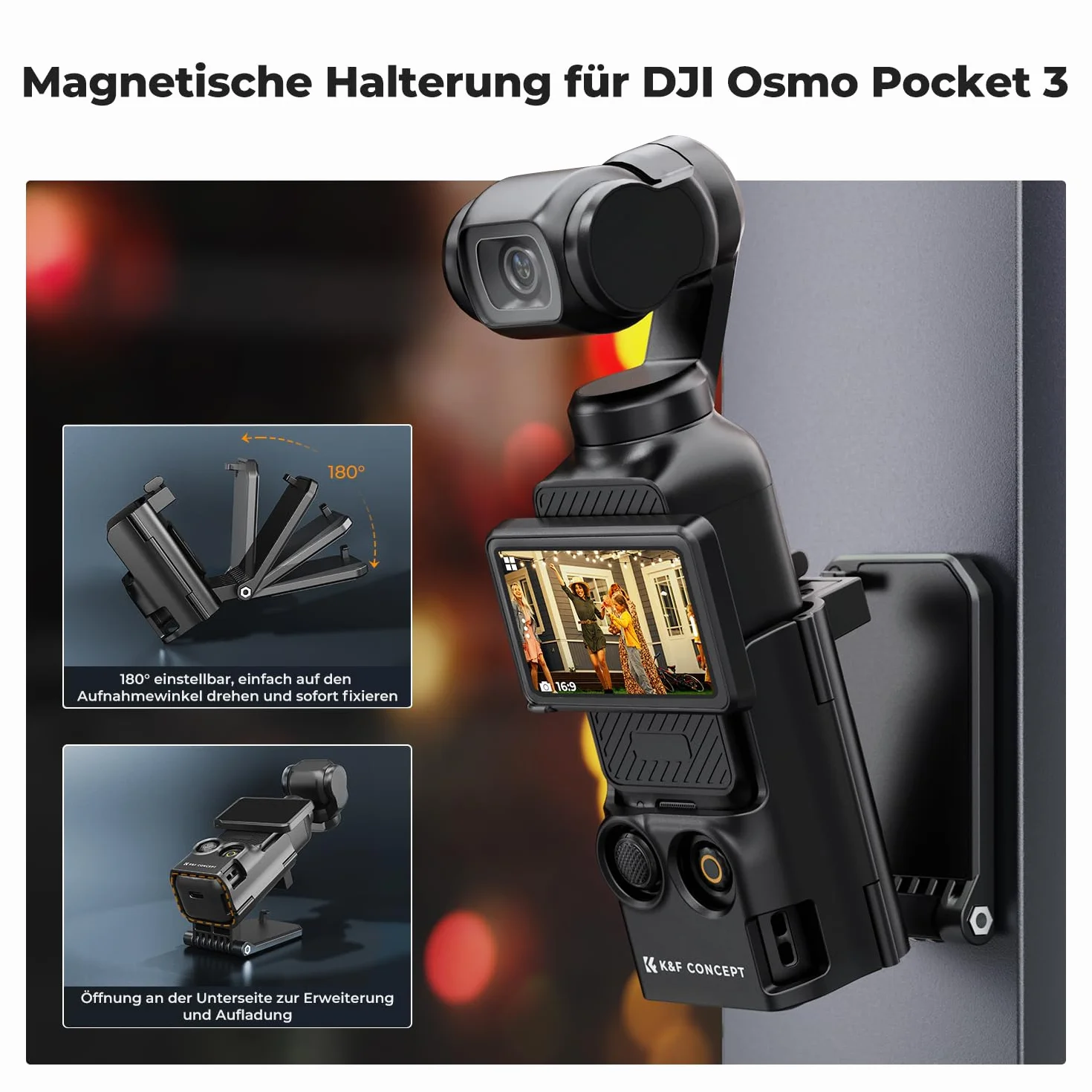 K&F Concept Uchwyt magnetyczny do Dji Osmo Pocket 3, Akcesoria Podstawa uchwytu magnetycznego Kompatybilny z dji OSMO Pocket 3 Creator Combo