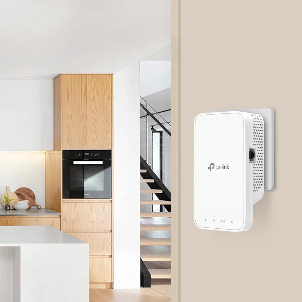 TP-Link Wzmacniacz RE330 WLAN AC1200 (867 Mb/s 5 GHz + 300 Mbps 2,4 GHz, wzmacniacz WiFi, sterowanie aplikacją, wskaźnik siły sygnału, kompatybilny ze wszystkimi urządzeniami WLAN, tryb AP)