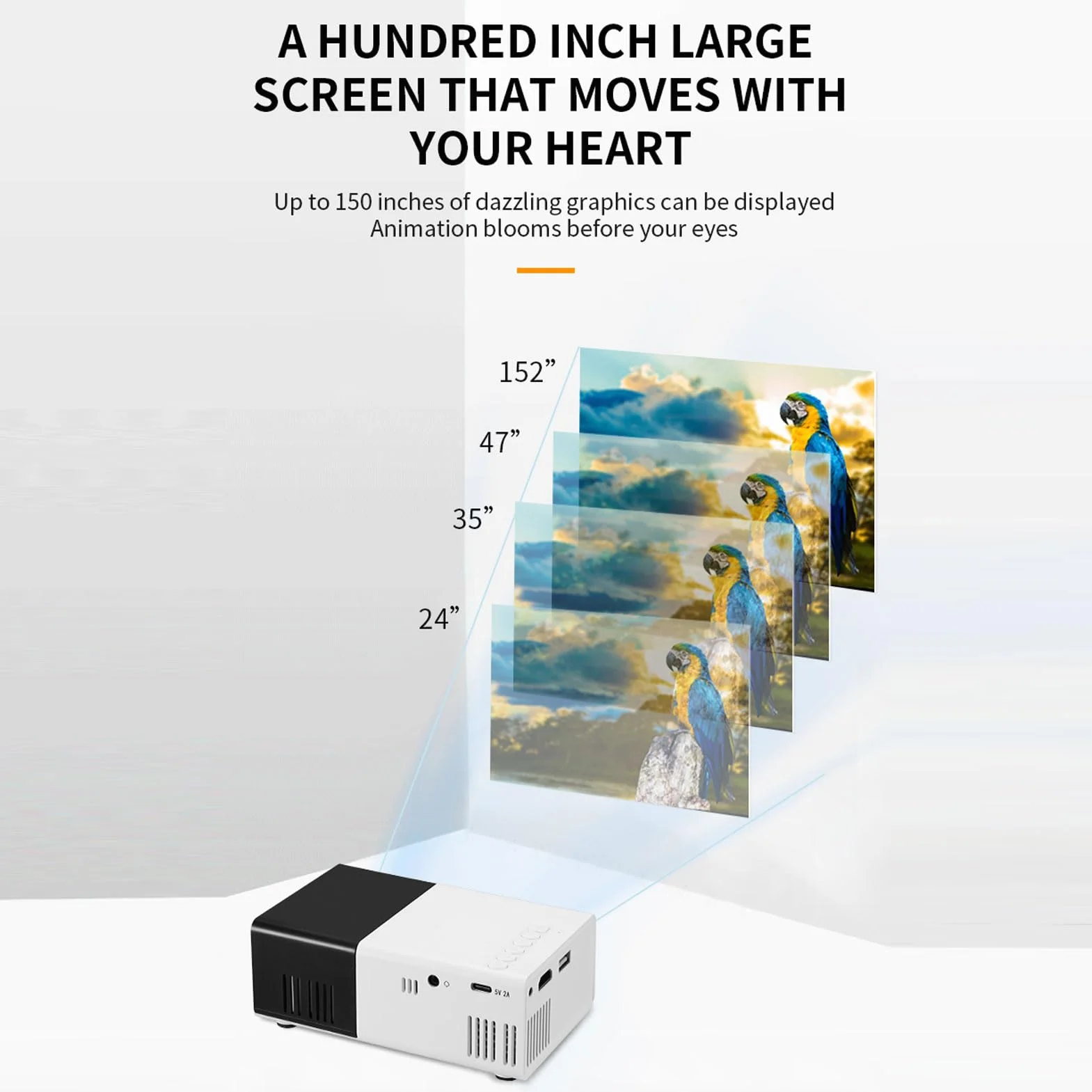 Lazmin112 Mini Projektor, Przenośny Projektor Full HD 1080P, jasność 6000 Lm i automatyczną korekcję Trapezu, Kompatybilny ze Smartfonem USB, do Filmów w Domu na świeżym Powietrzu