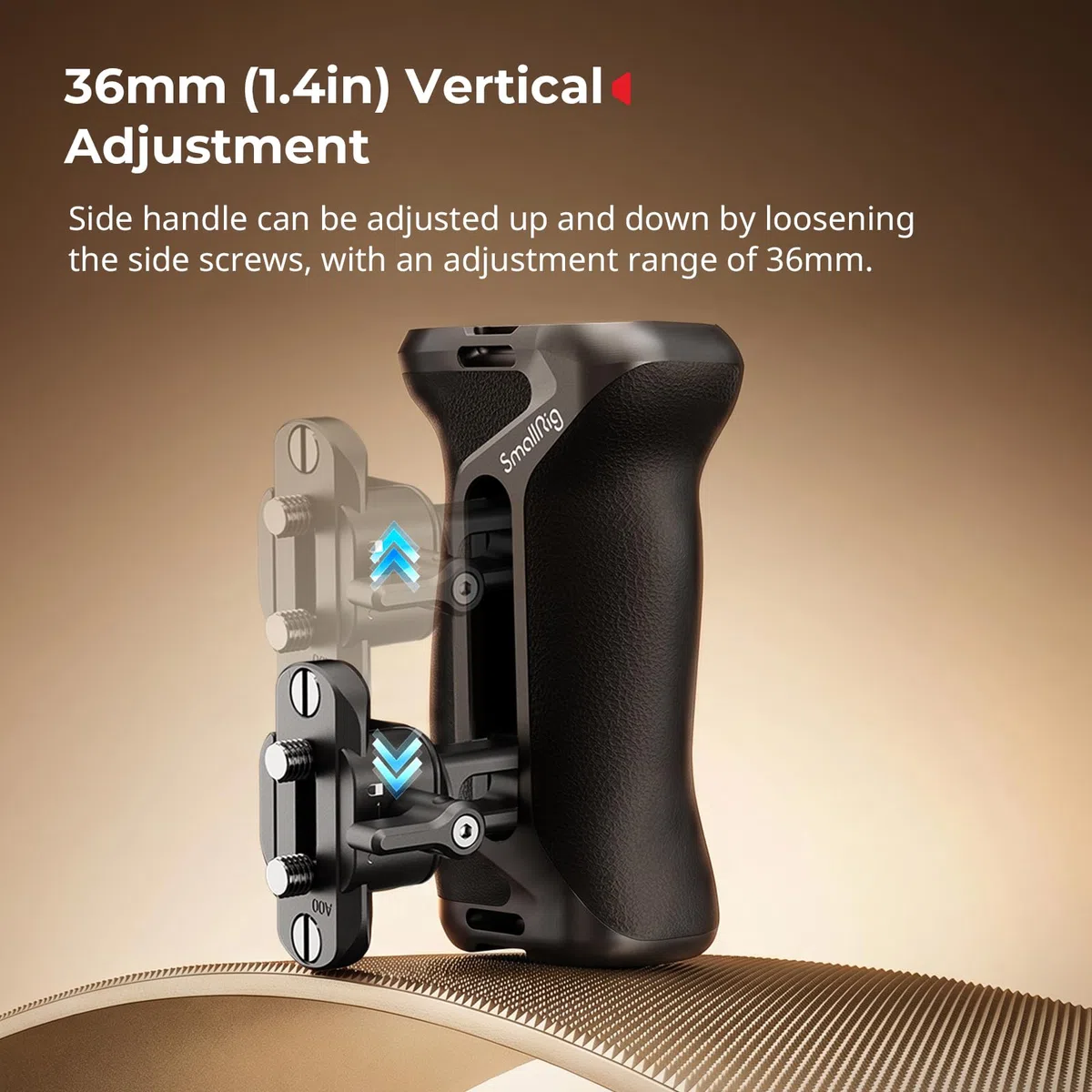 SMALLRIG Aluminum Camera Side Handle with NATO Clamp, Universal Ergonomic Side Handgrip with Bulit-in 1/4"-20 Locating Hole, Strap Hole, Cold Shoe, 36mm Vertical Adjustment, NATO Rail Included - 5952